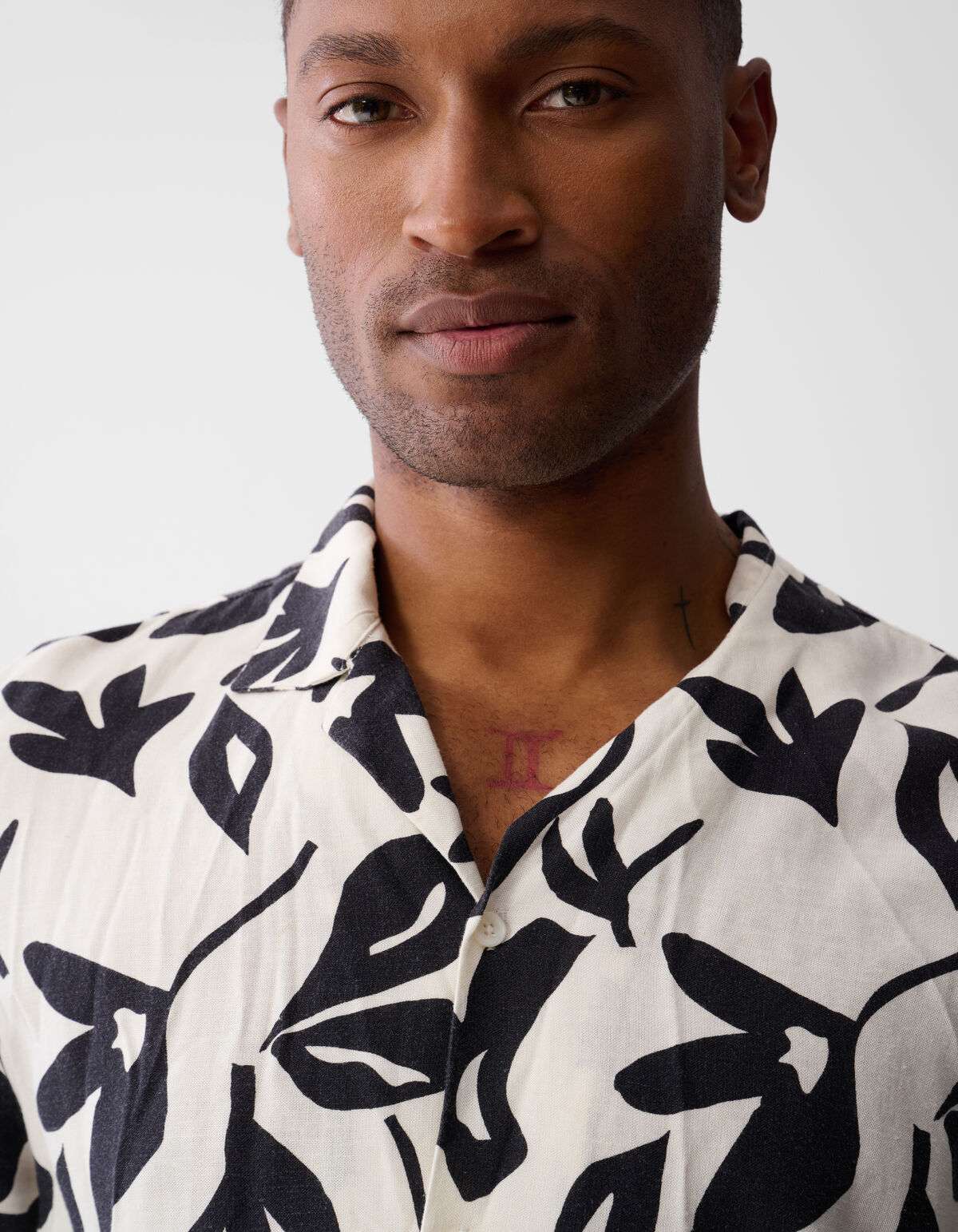 Linnen Bloemen Shirt Gebroken Wit SHOEBY MEN