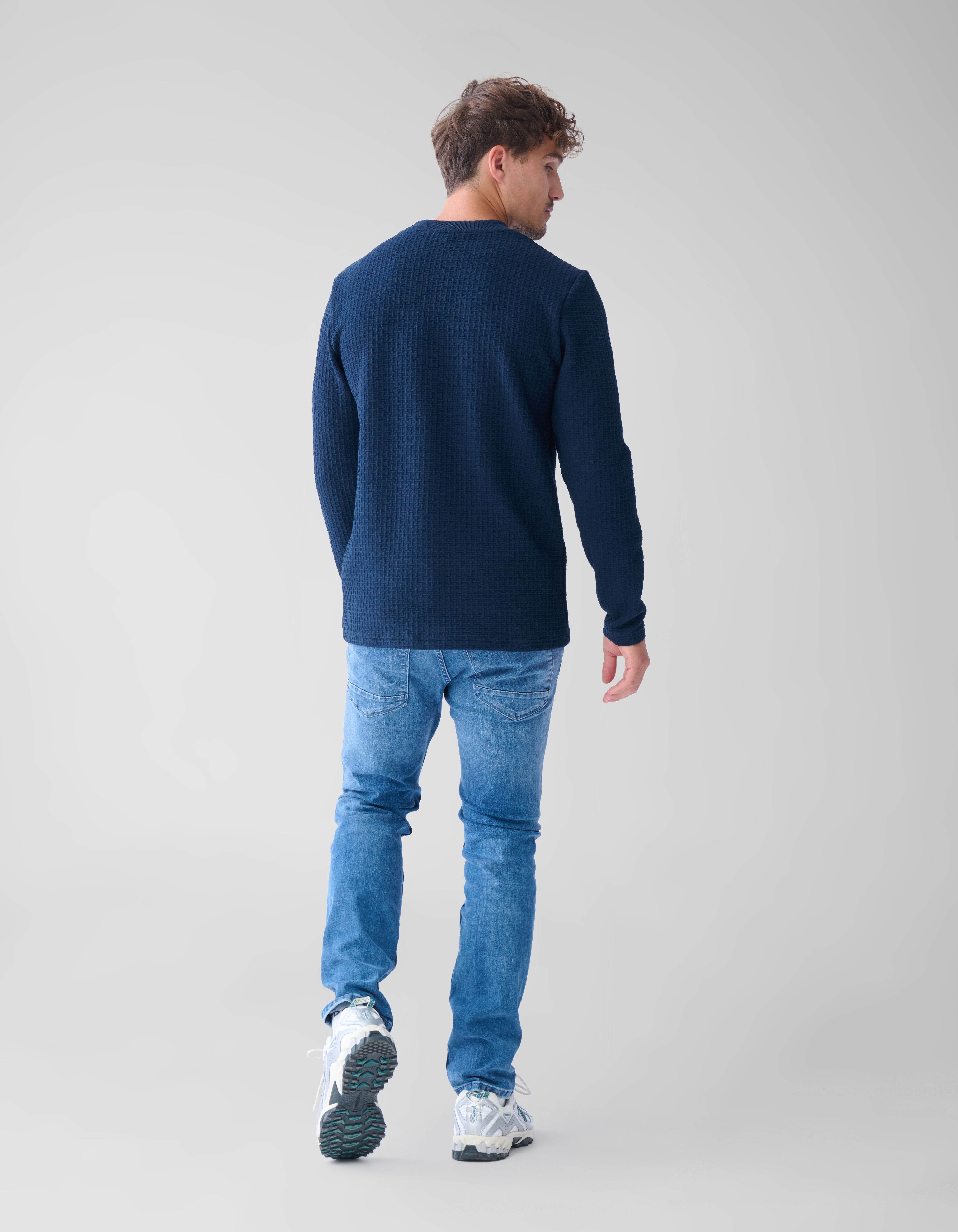 Structuur Pocket Trui Donkerblauw Shoeby