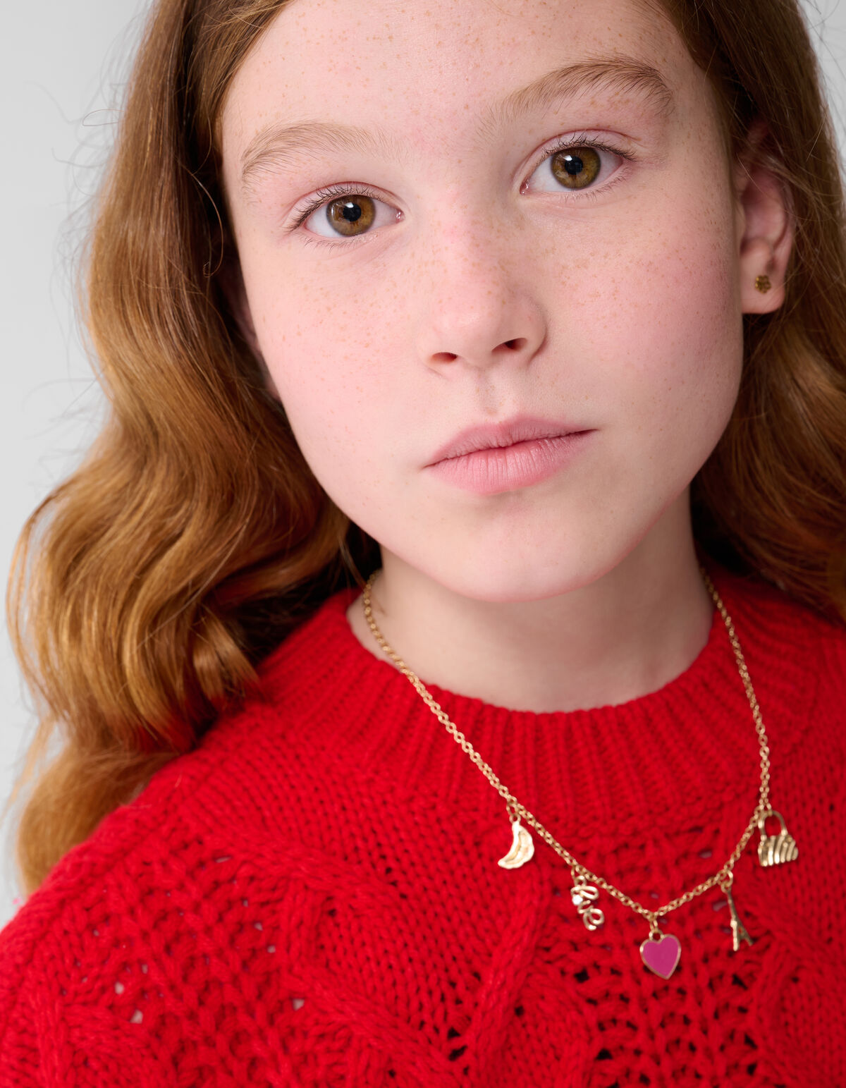Strik Kabel Knit Trui Rood SHOEBY GIRLS