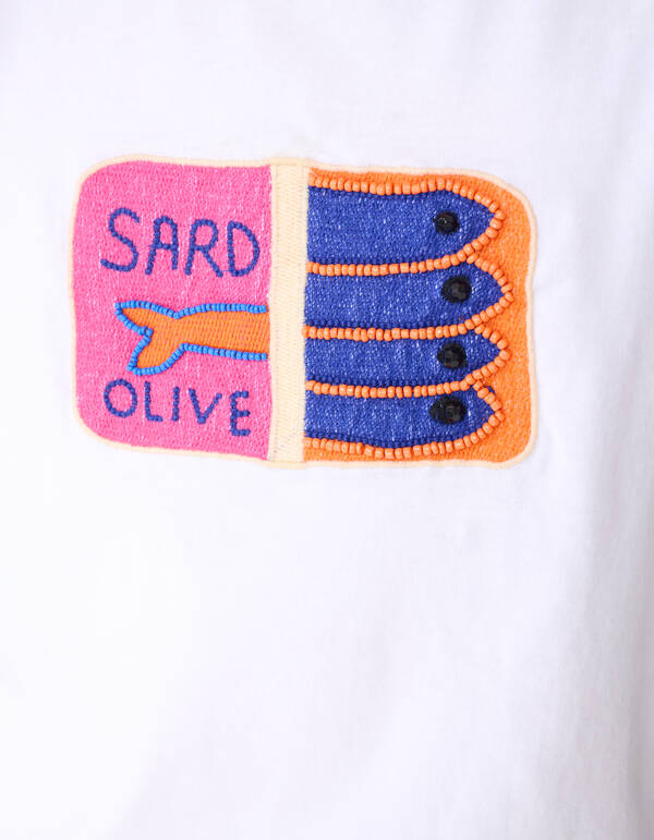 Sardine Embroidery T-shirt Wit SHOEBY GIRLS