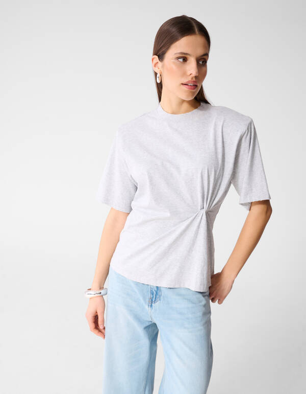 Oversized Knot T-shirt Lichtgrijs By Monica SHOEBY WOMEN