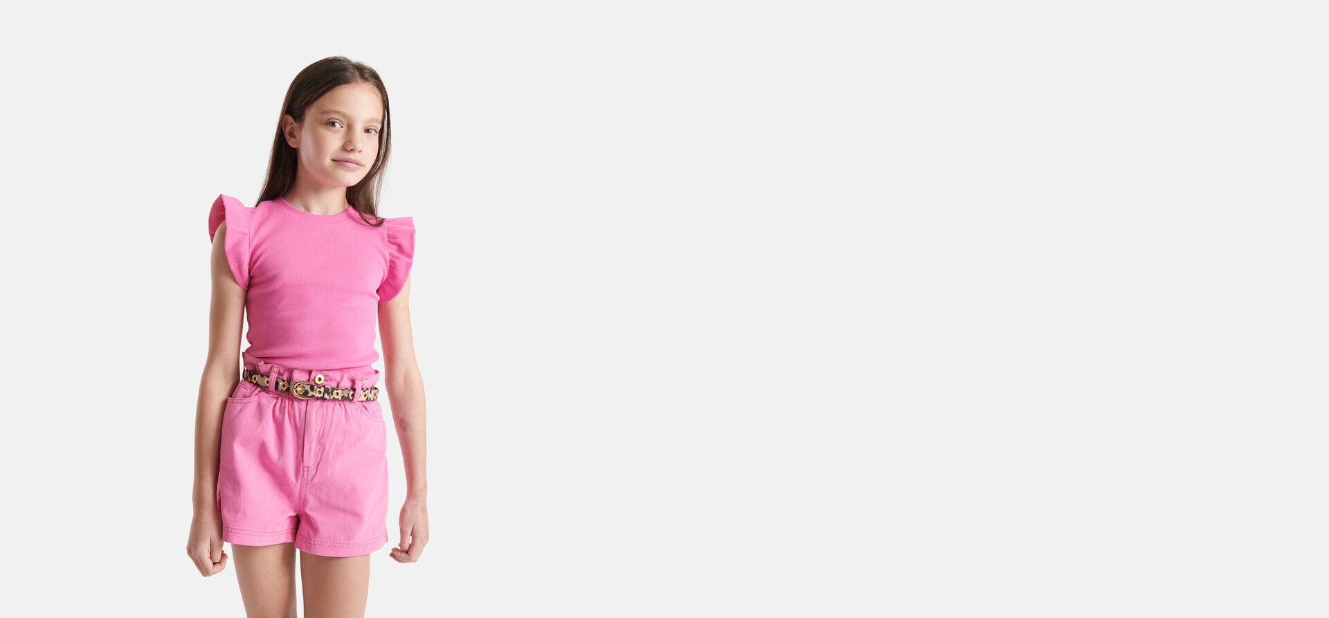 Ruffle Rib Top Roze SHOEBY GIRLS