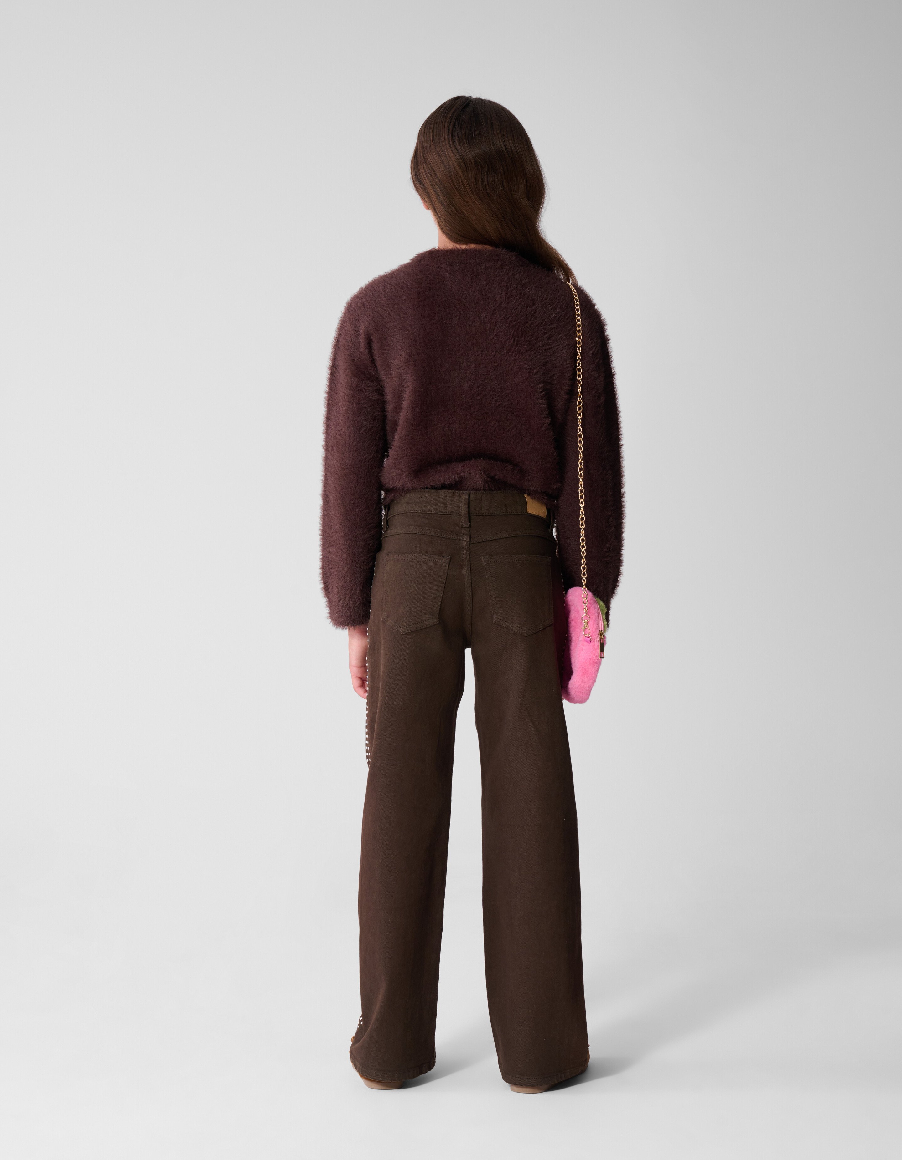 Stud Wide Leg Fit Jeans Bruin SHOEBY GIRLS