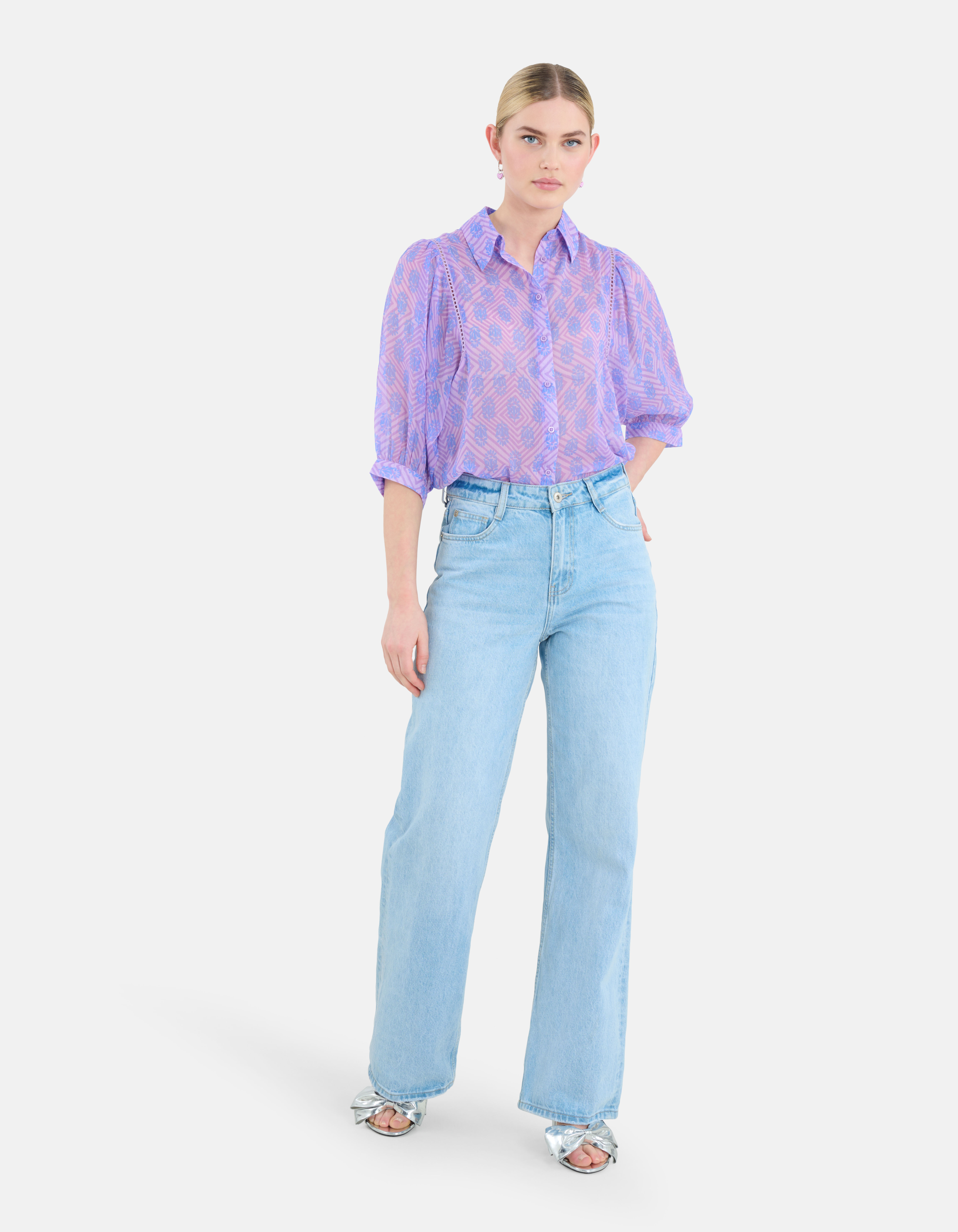 Printed Chiffon Blouse Paars | Shoeby