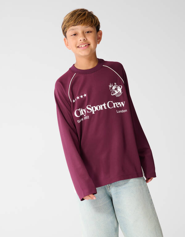 Sporty Longsleeve T-shirt Donkerrood SHOEBY BOYS