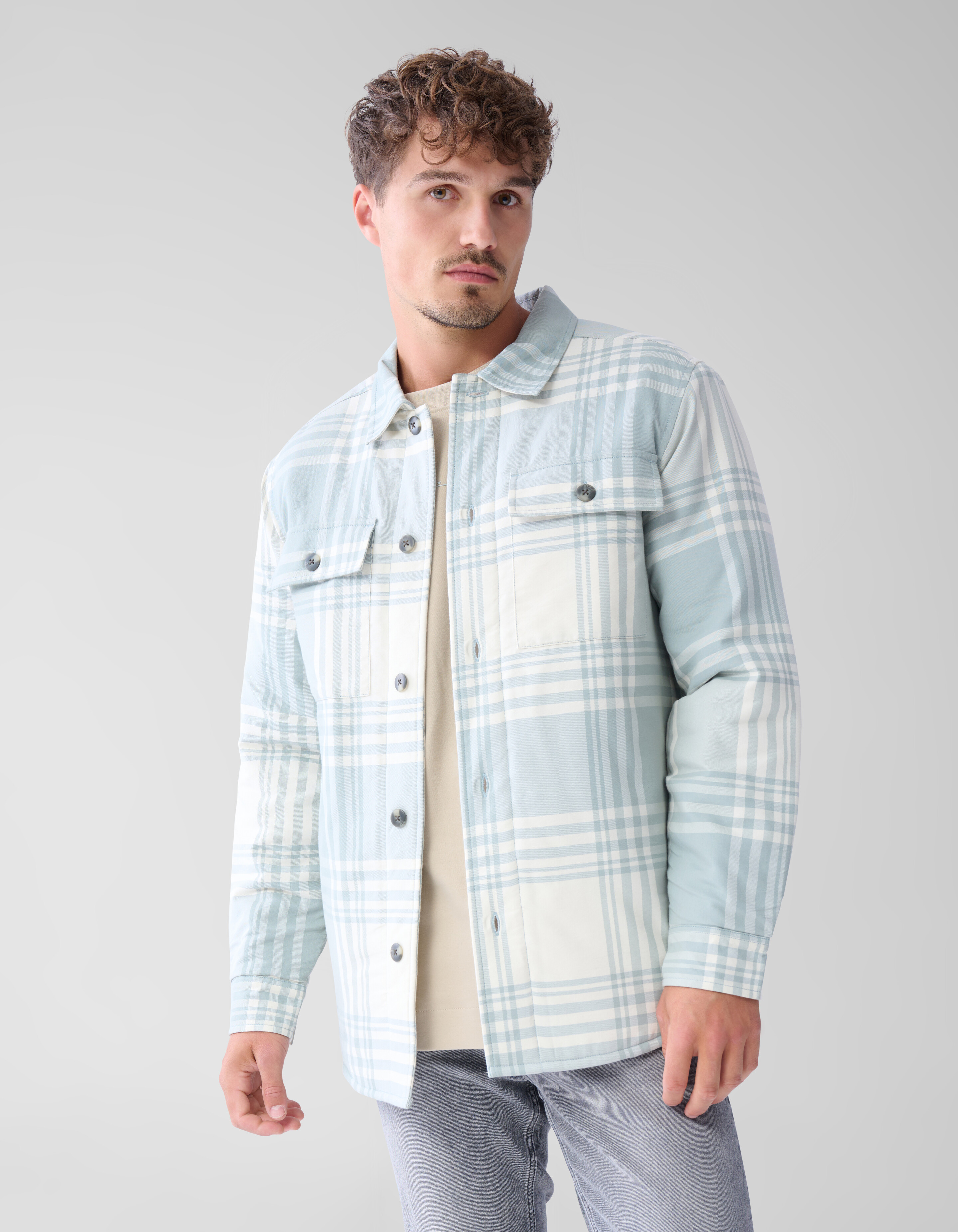 Soft Padded Overshirt Gebroken Wit SHOEBY MEN