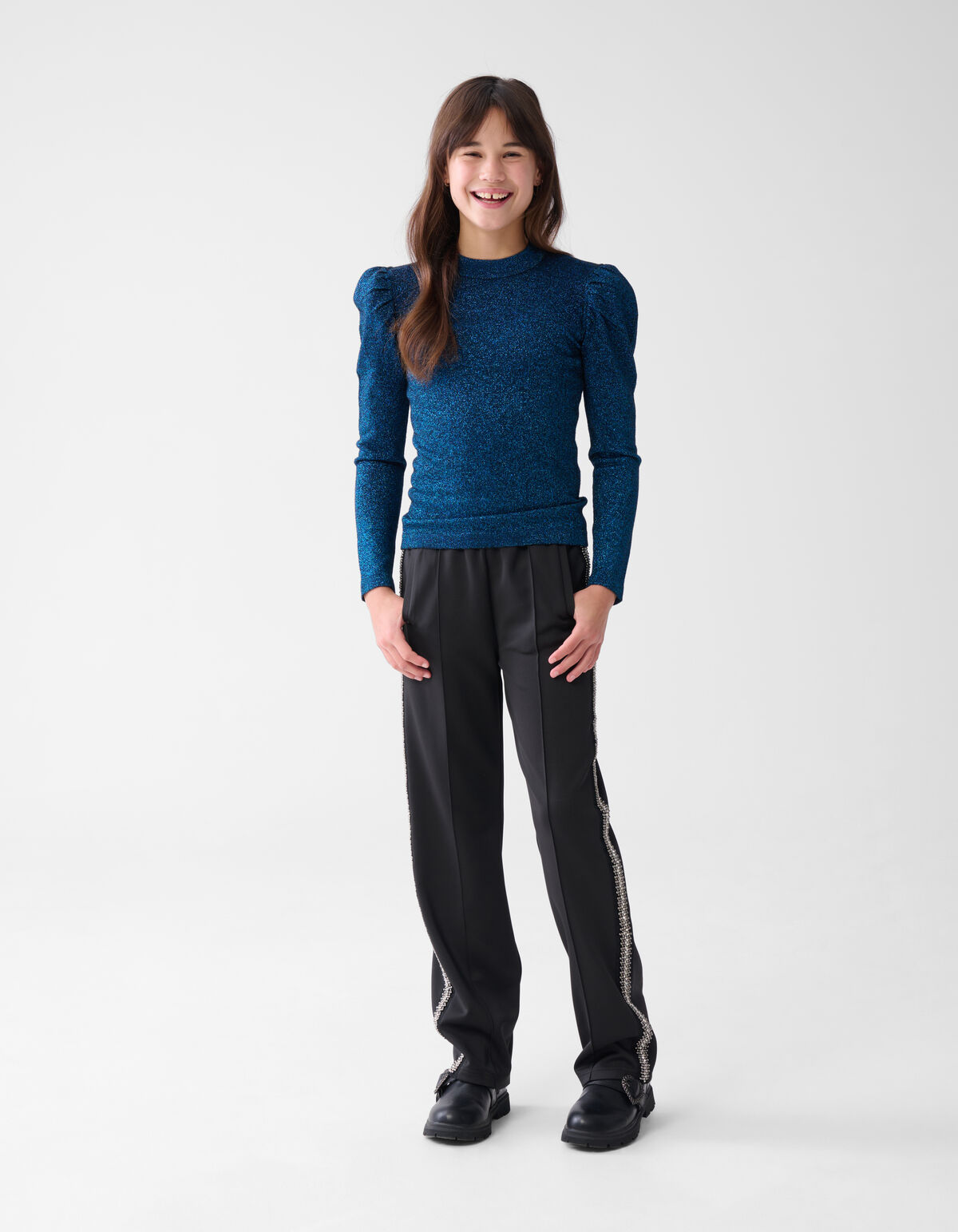 Glitter Gebreide Top Donkerblauw SHOEBY GIRLS