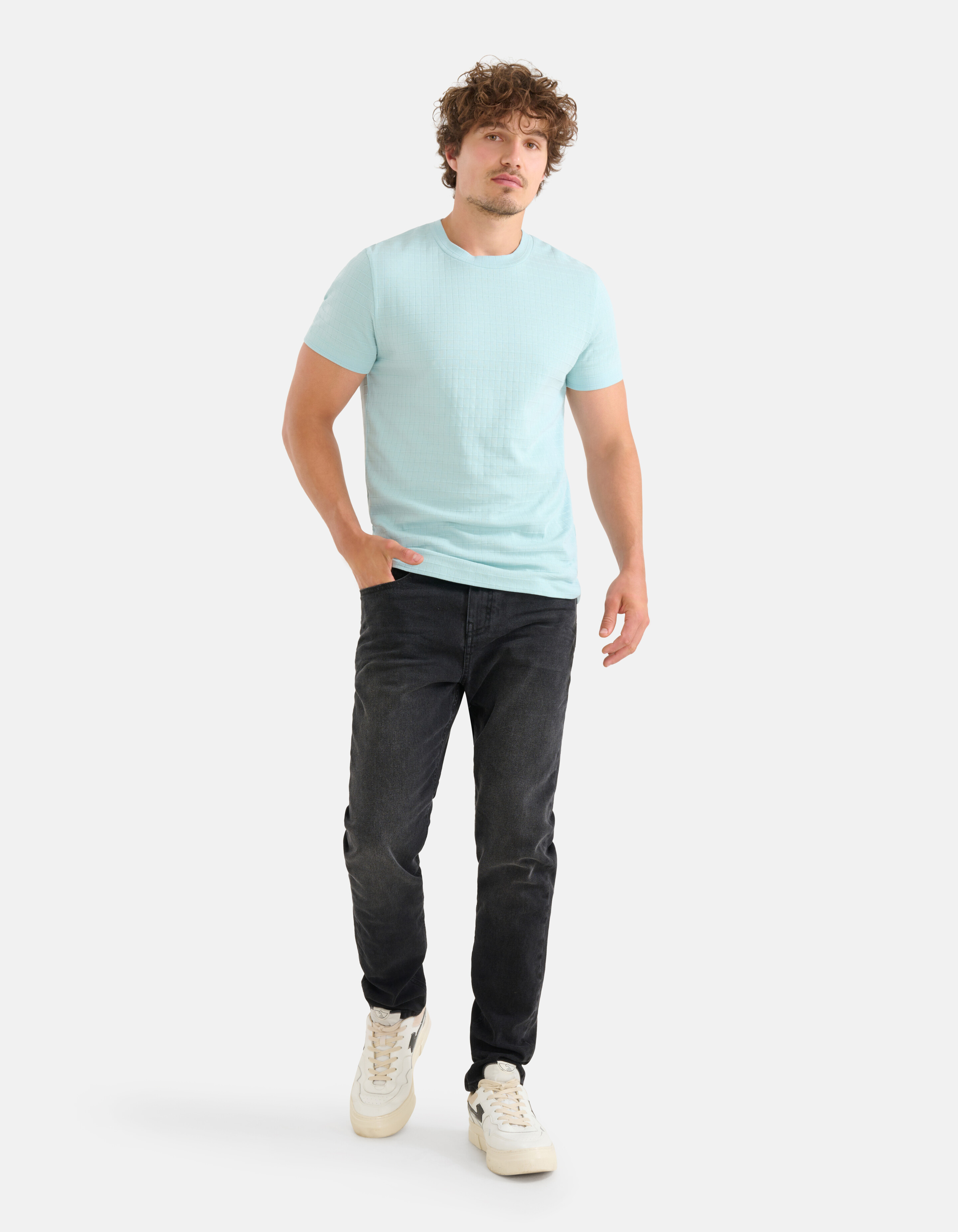 Structuur T-shirt Lichtgroen SHOEBY MEN