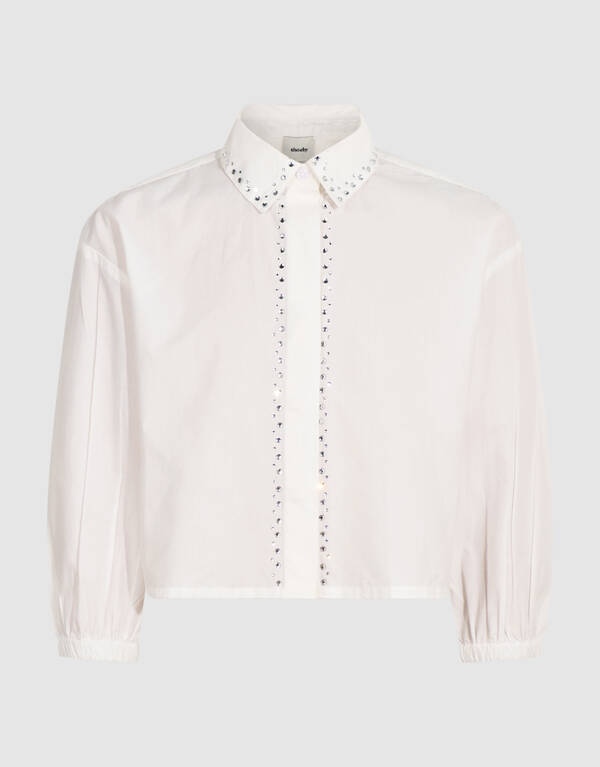 Strass Collar Blouse Wit SHOEBY GIRLS