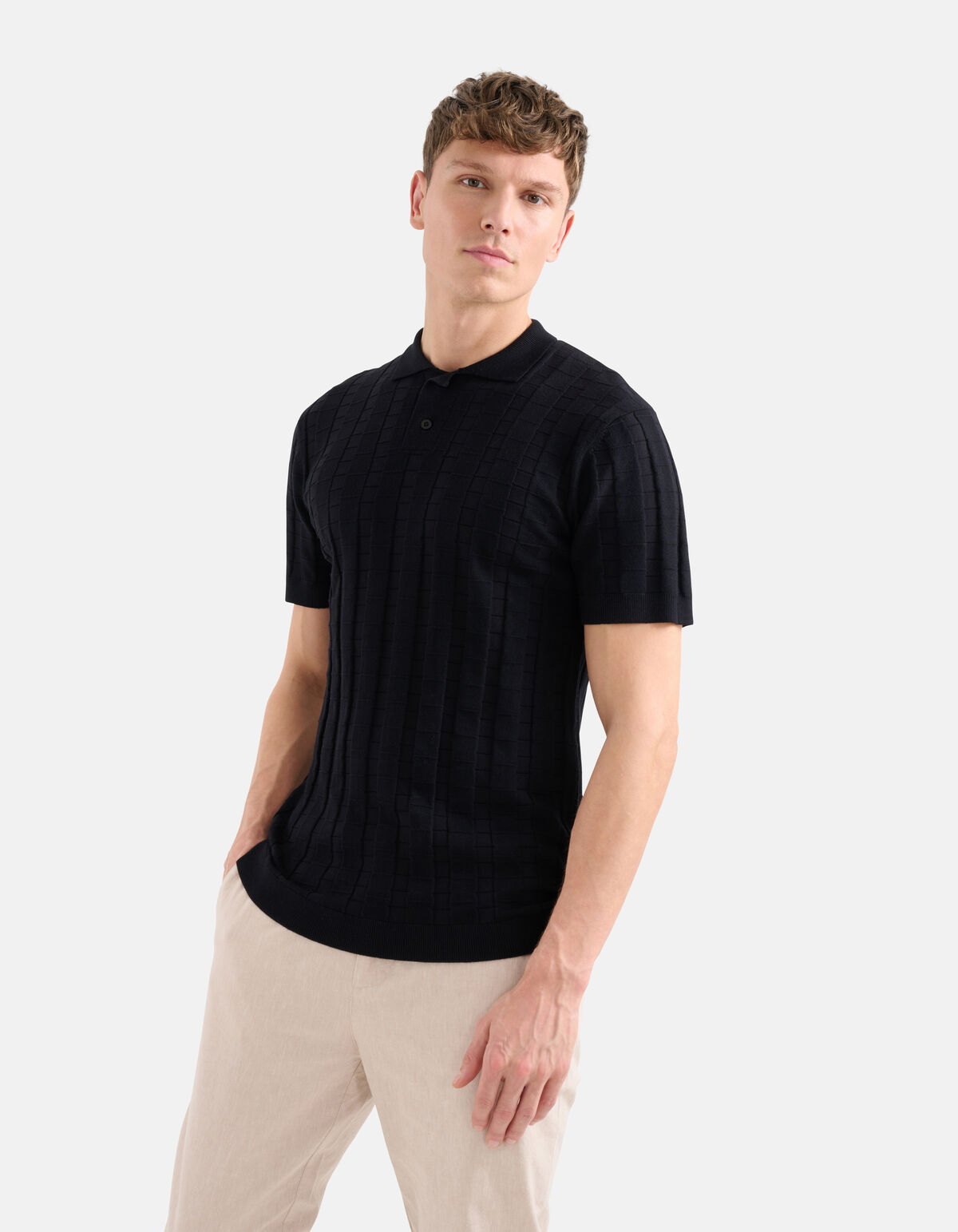 Blok Structuur Polo Zwart SHOEBY MEN
