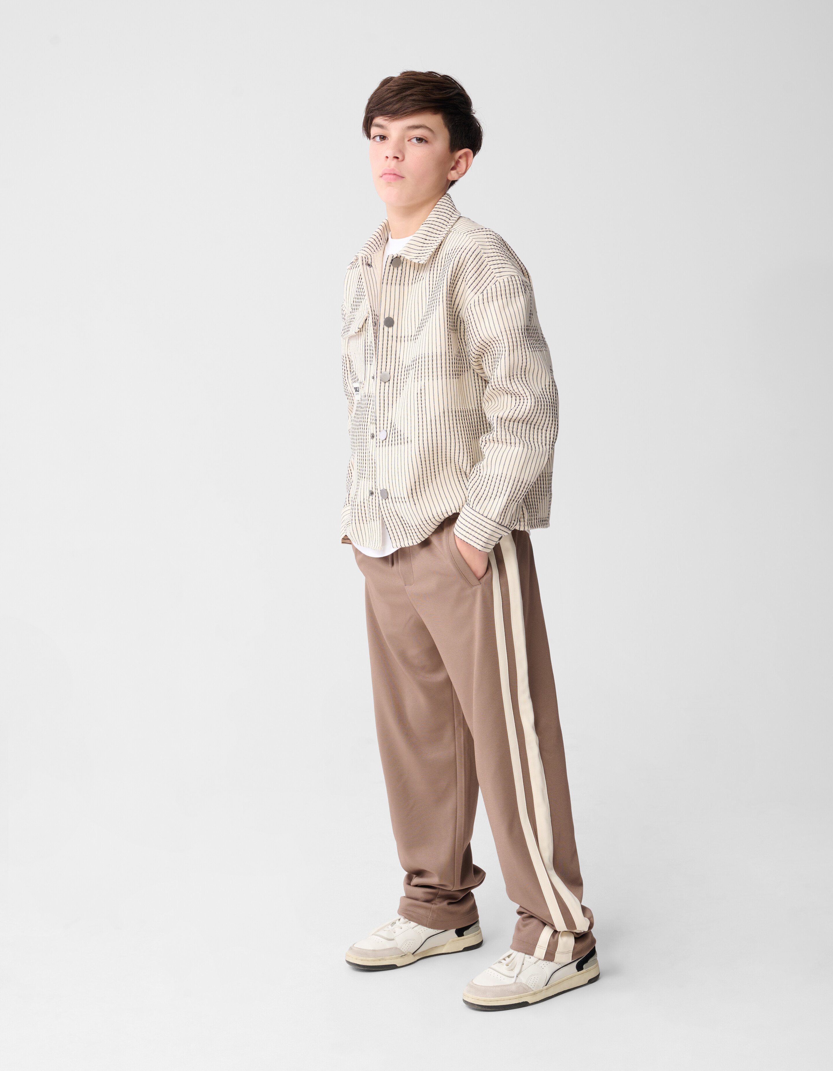 Waffle Stripe Overshirt Gebroken Wit SHOEBY BOYS