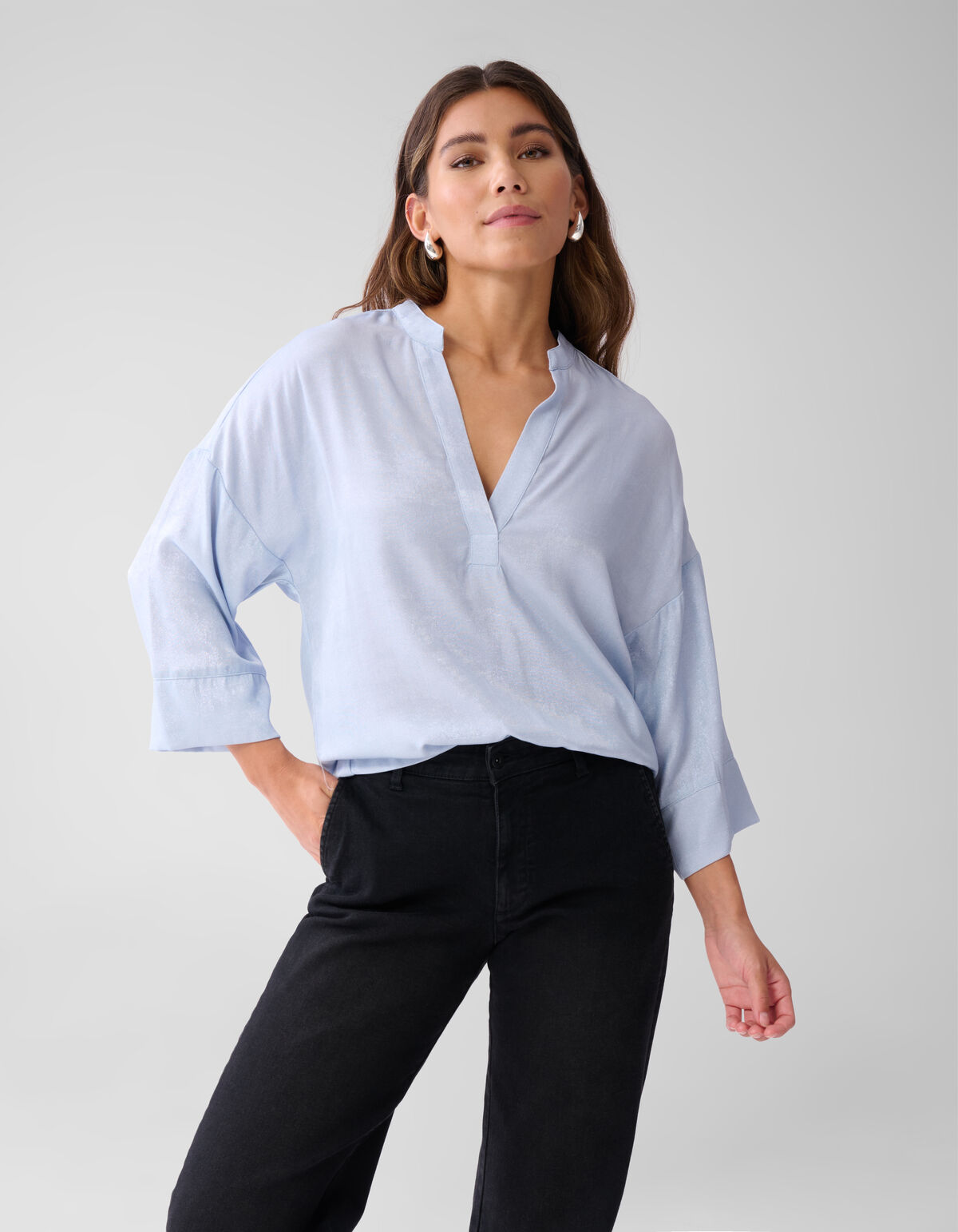 Shine Wide Blouse Lichtblauw SHOEBY WOMEN