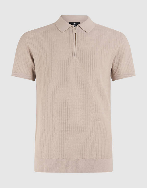 Gebreide Zipper Polo Lichtbruin SHOEBY MEN