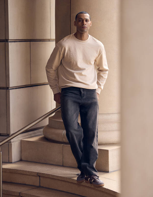 Baggy Fit Jeans Donkergrijs L33 SHOEBY MEN