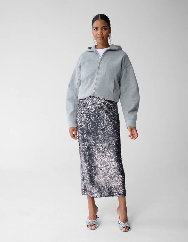 Sequin Maxi Rok Donkergrijs SHOEBY WOMEN