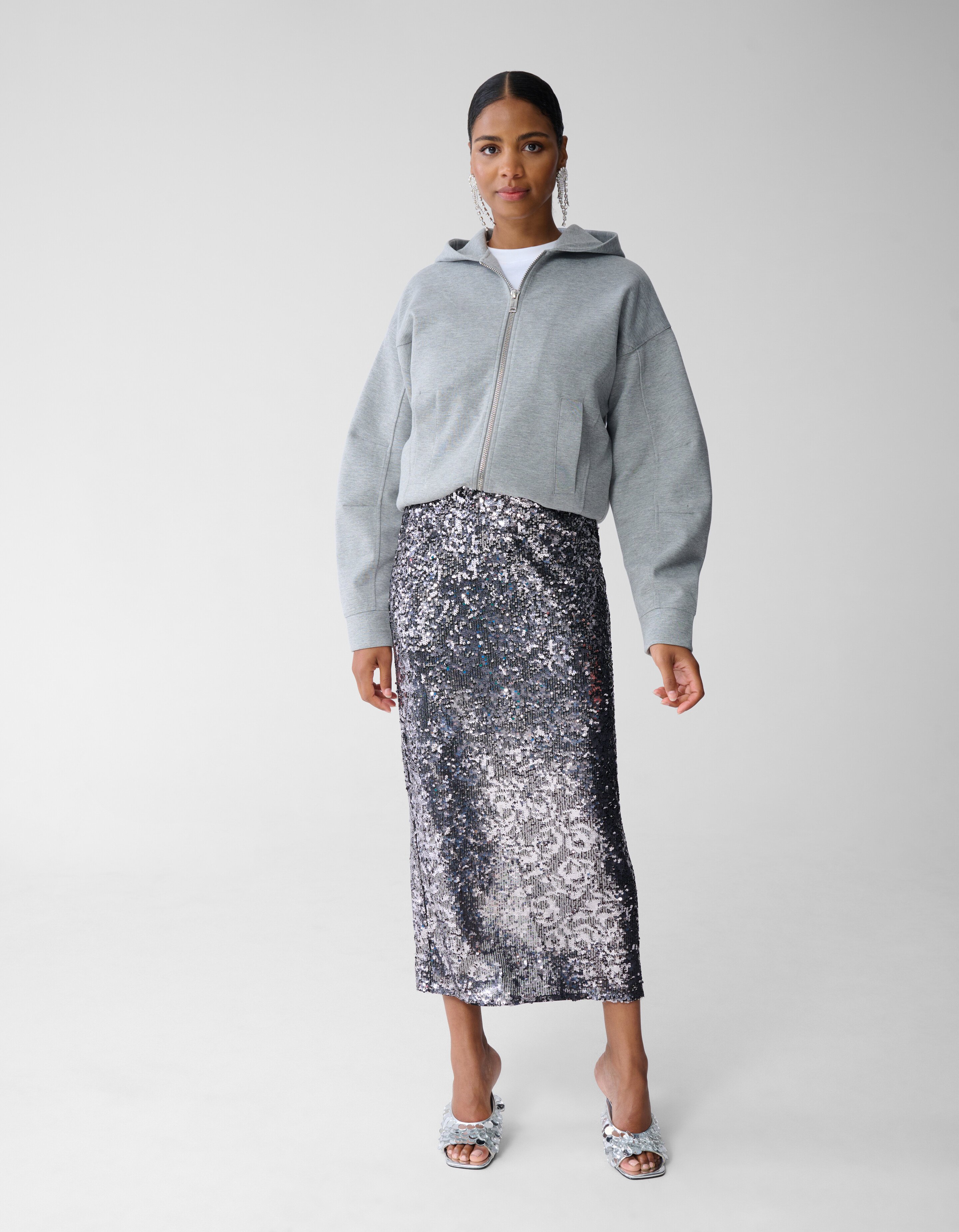 Sequin Maxi Rok Donkergrijs SHOEBY WOMEN