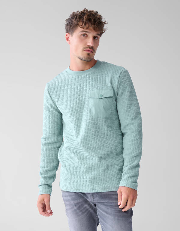 Structuur Pocket Trui Lichtblauw SHOEBY MEN