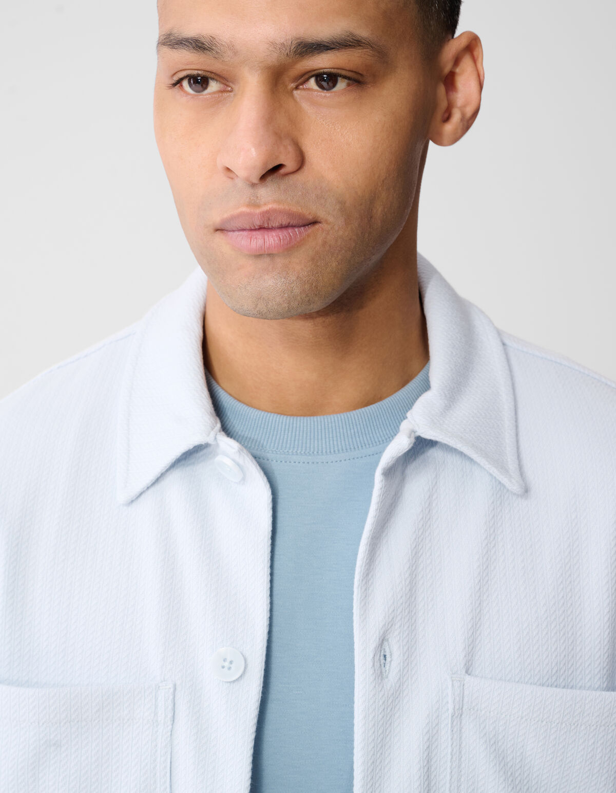 Structuur Overshirt Lichtblauw SHOEBY MEN