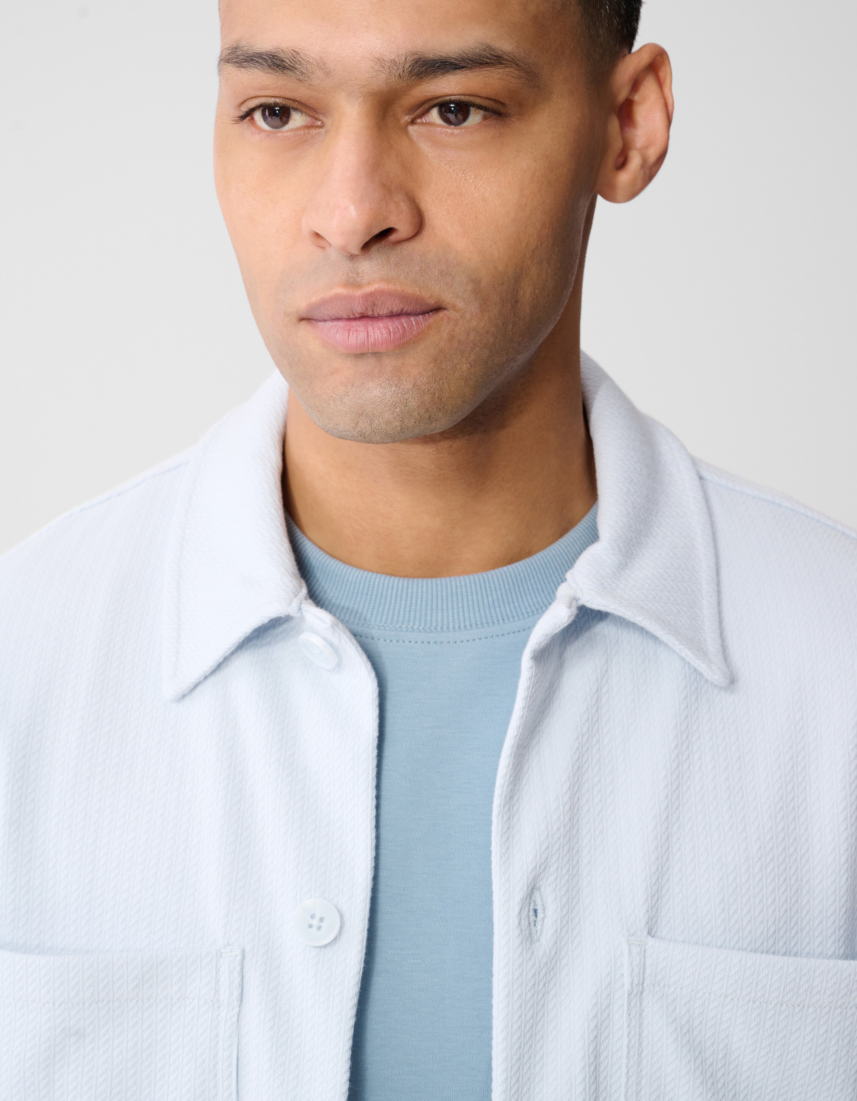 Structuur Overshirt Lichtblauw SHOEBY MEN