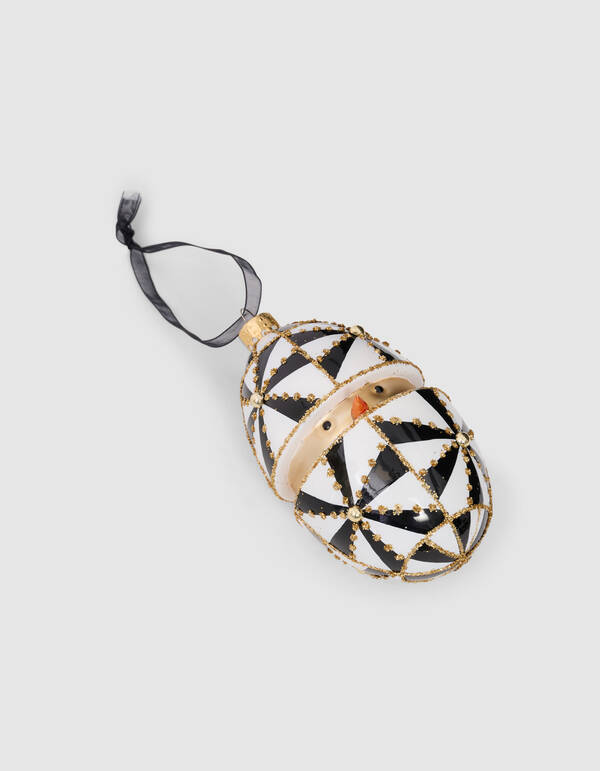 Egg Kerstbal Zwart/Wit By Fred SHOEBY ACCESSOIRES