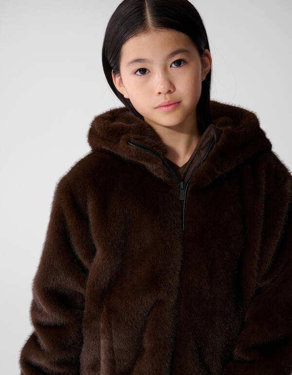 Fake Fur Jas Donkerbruin SHOEBY GIRLS