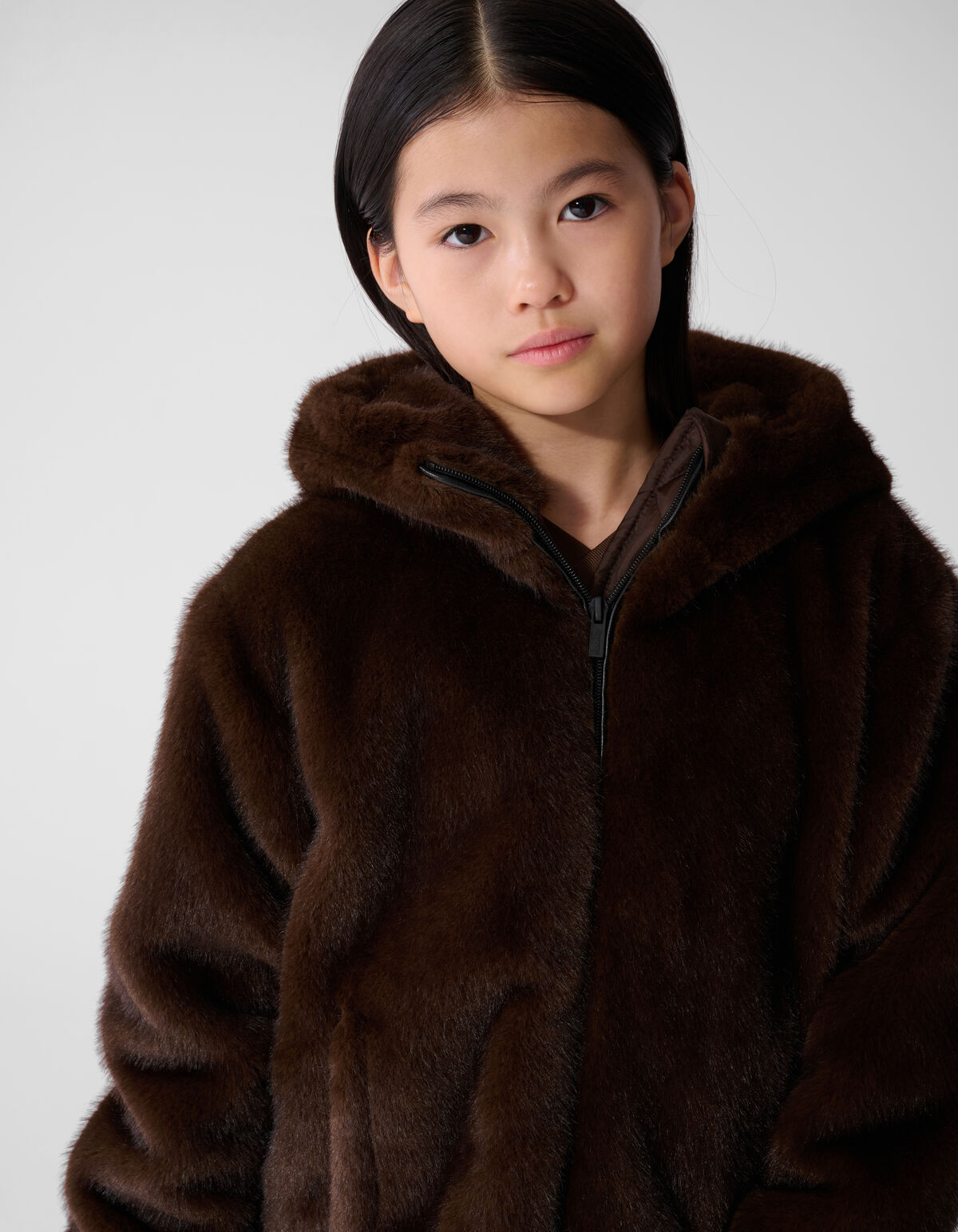 Fake Fur Jas Donkerbruin SHOEBY GIRLS