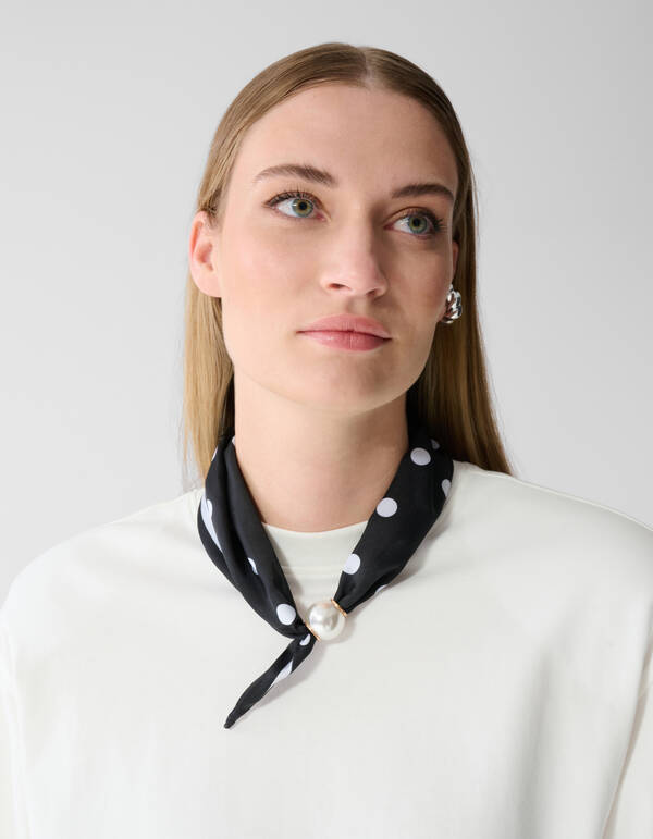 Pearl Dotted Sjaal Ketting Zwart/Wit SHOEBY ACCESSOIRES