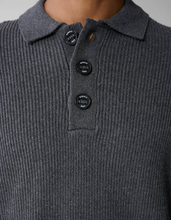Heavy Gebreide Polo Grijs SHOEBY MEN