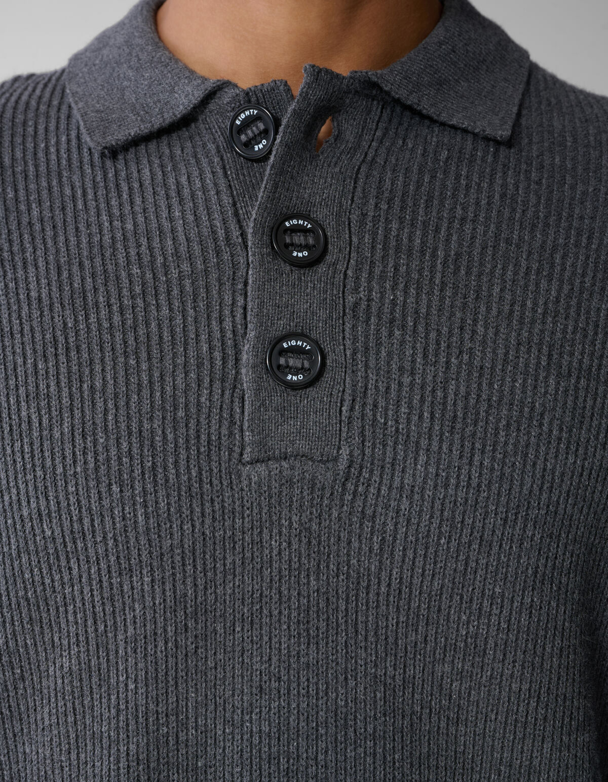 Heavy Gebreide Polo Grijs SHOEBY MEN