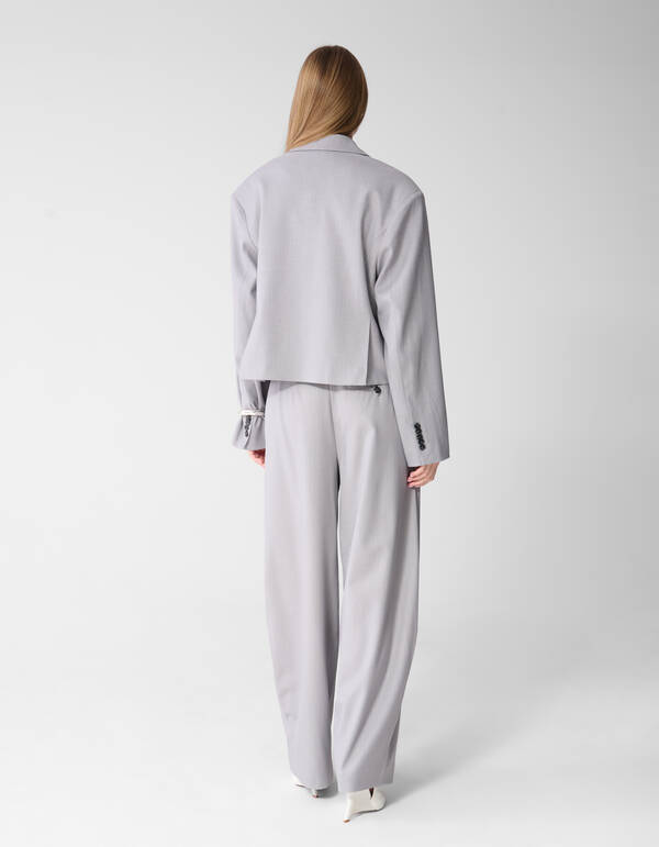 Pinstripe Barrel Fit Pantalon Lichtgrijs SHOEBY WOMEN