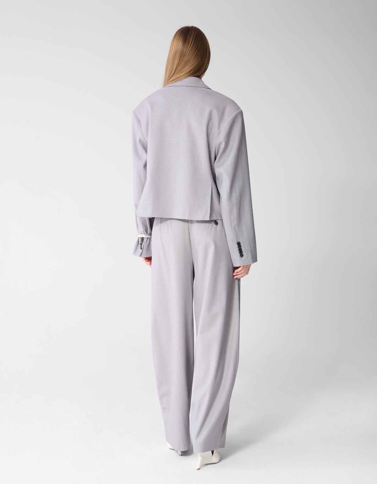 Pinstripe Barrel Fit Pantalon Lichtgrijs SHOEBY WOMEN