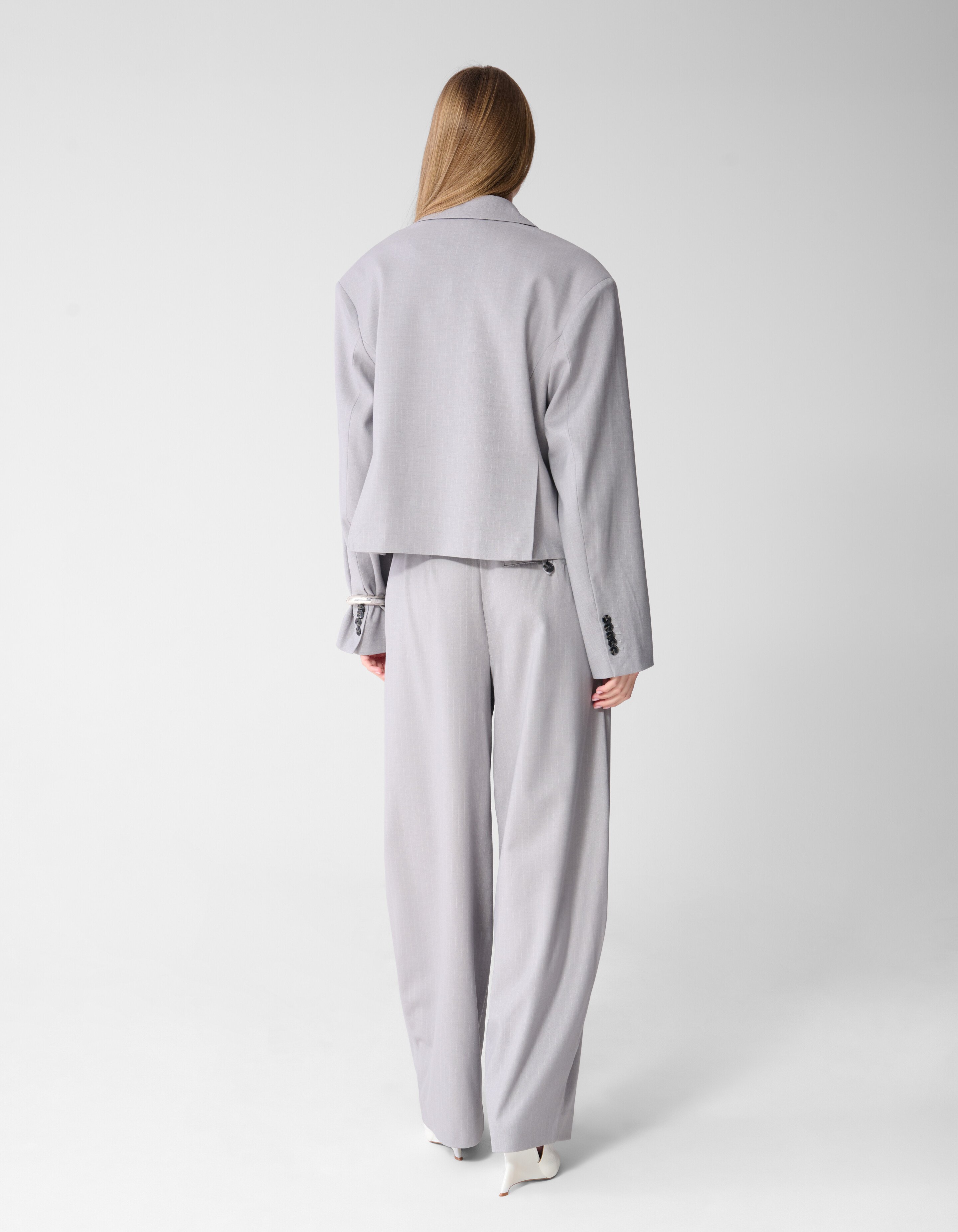 Pinstripe Barrel Fit Pantalon Lichtgrijs SHOEBY WOMEN