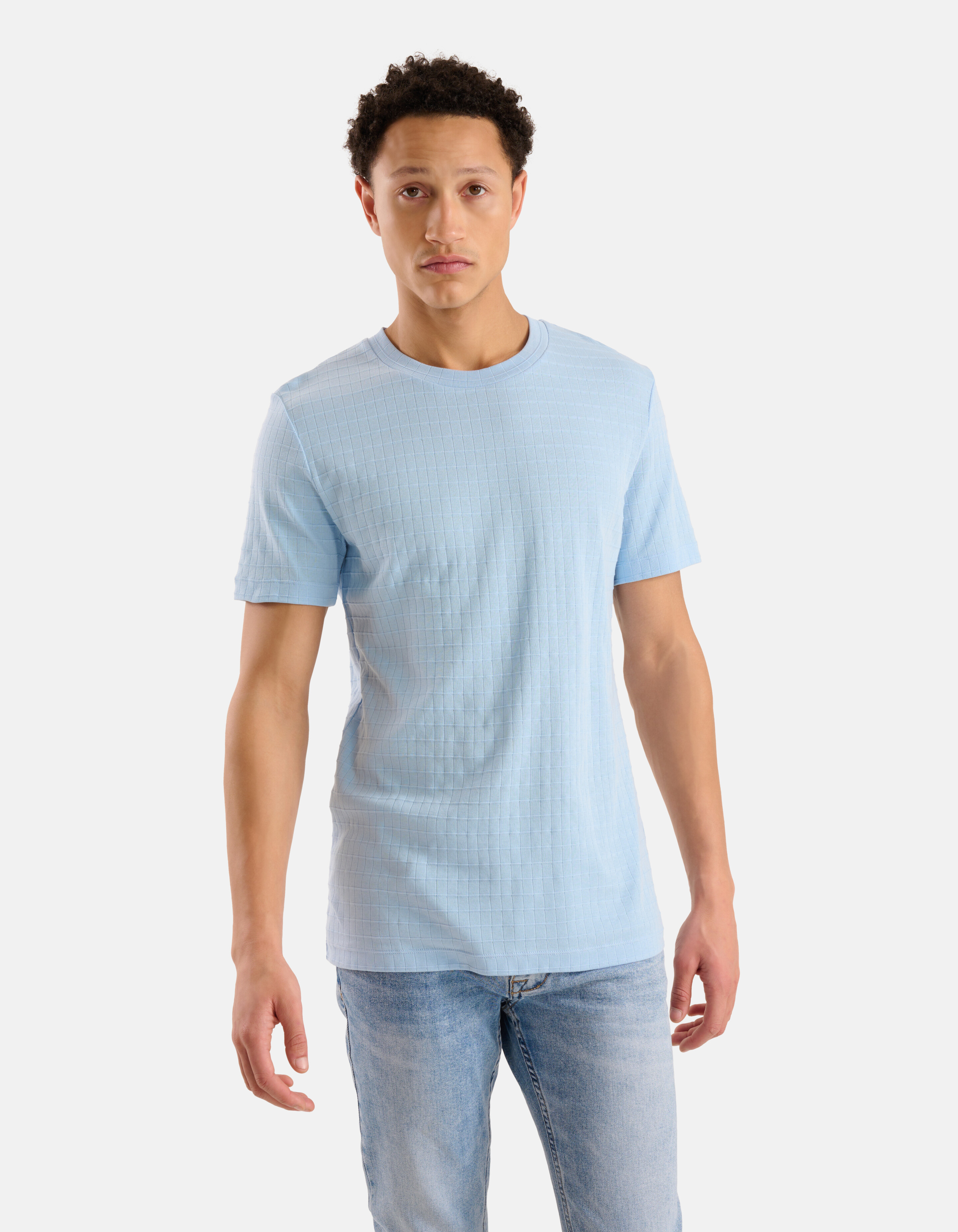 Structuur T-shirt Lichtblauw SHOEBY MEN