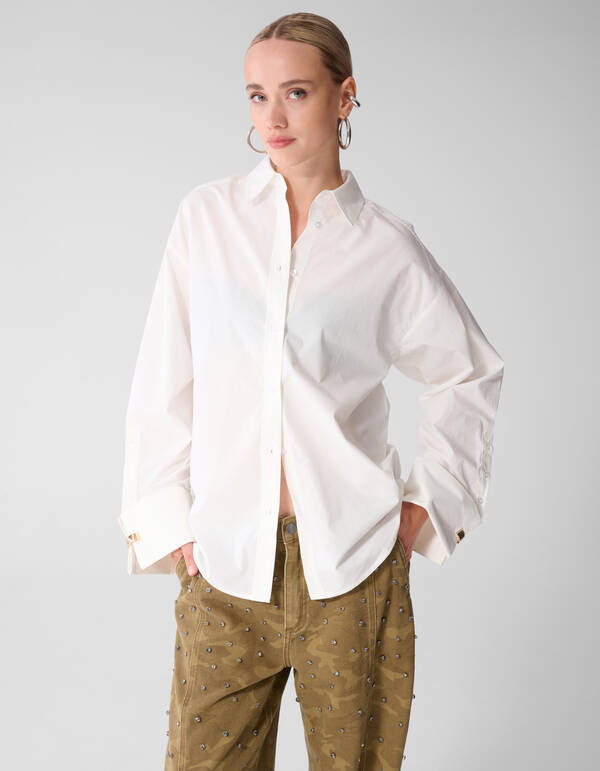 Oversized Ring Cuff Blouse Wit SHOEBY WOMEN