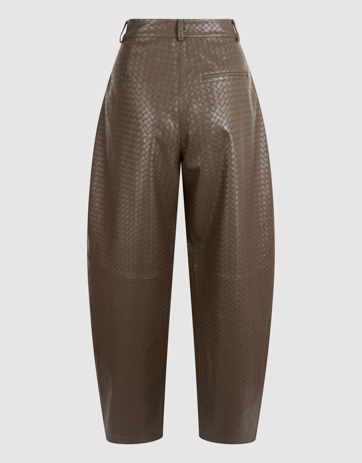 Vegan Leren Braided Barrel Fit Broek Donkerbruin SHOEBY WOMEN
