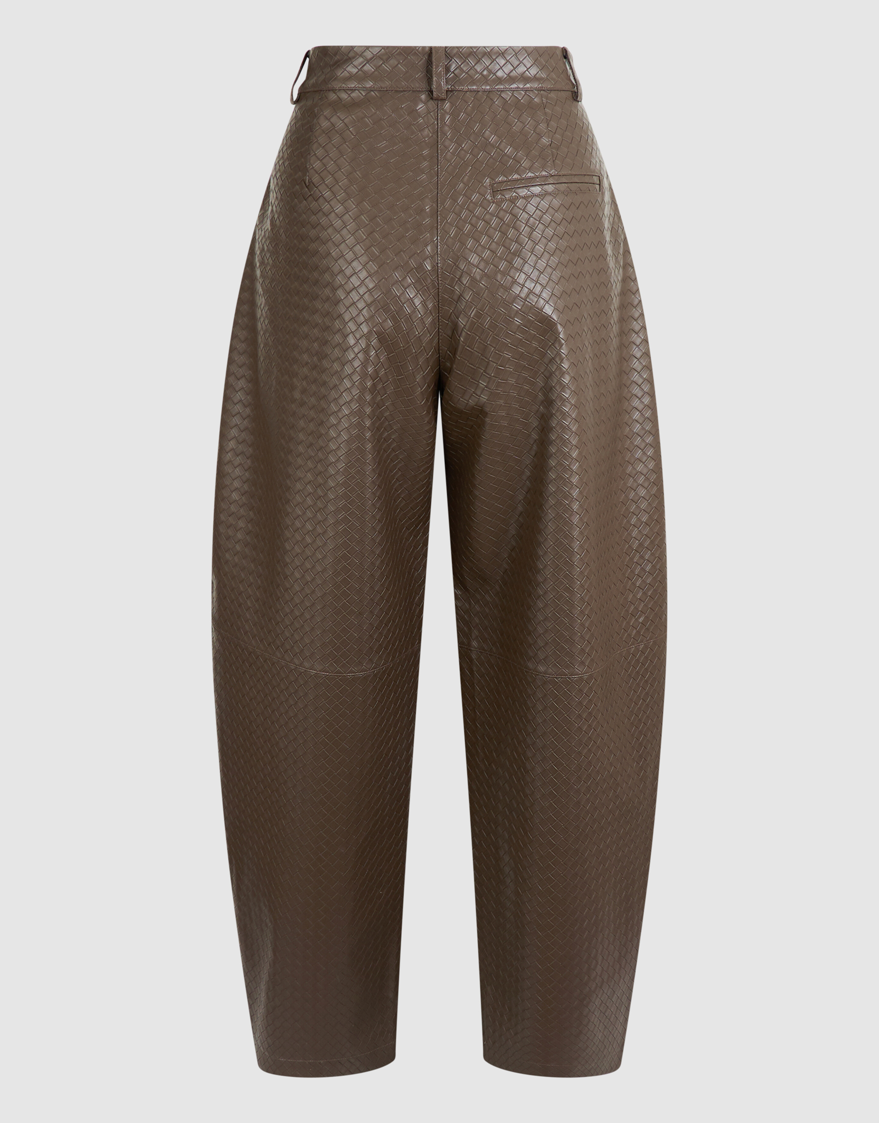 Vegan Leren Braided Barrel Fit Broek Donkerbruin SHOEBY WOMEN