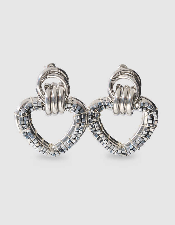 Beaded Heart Oorbellen Zilver SHOEBY ACCESSOIRES