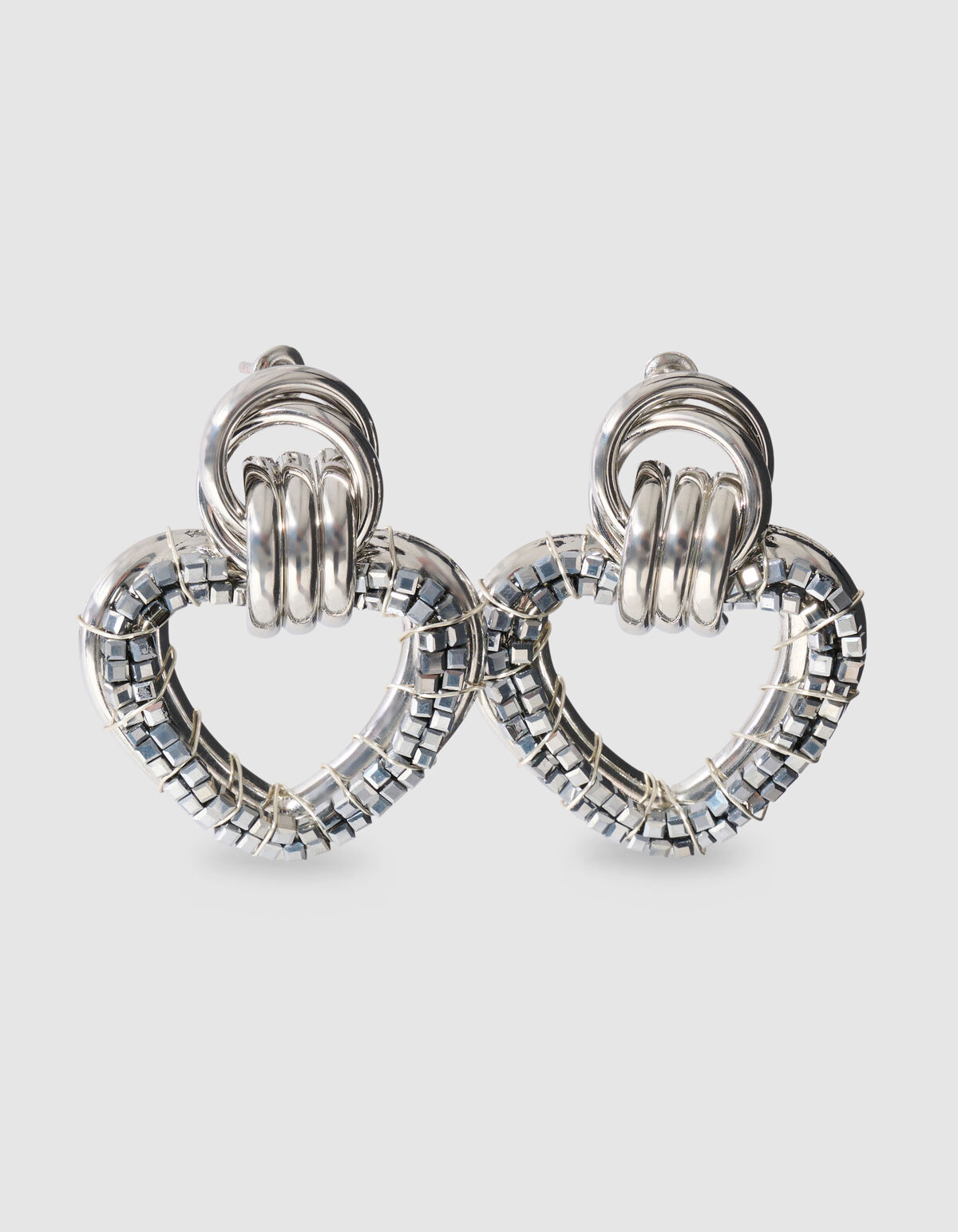 Beaded Heart Oorbellen Zilver SHOEBY ACCESSOIRES
