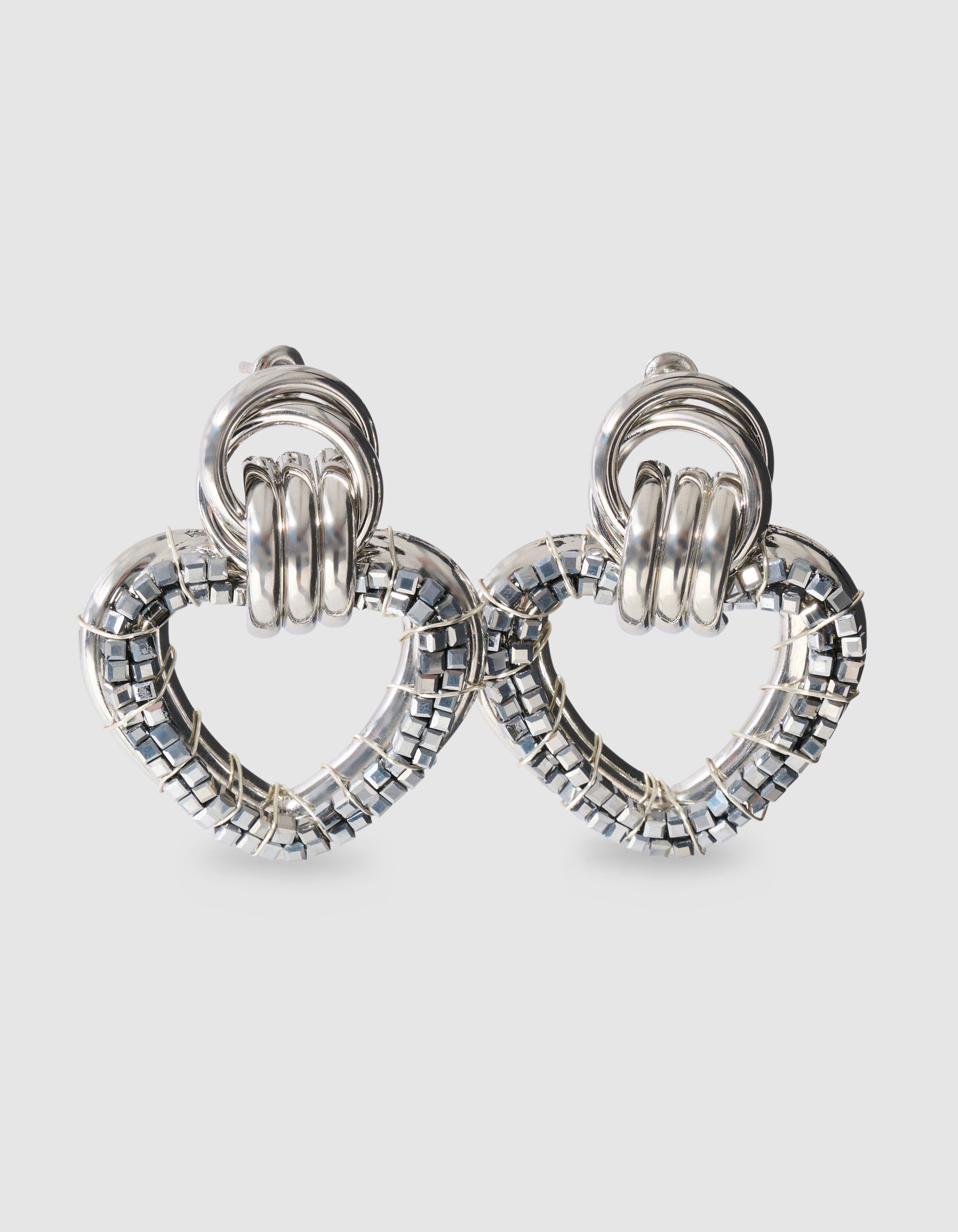 Beaded Heart Oorbellen Zilver SHOEBY ACCESSOIRES