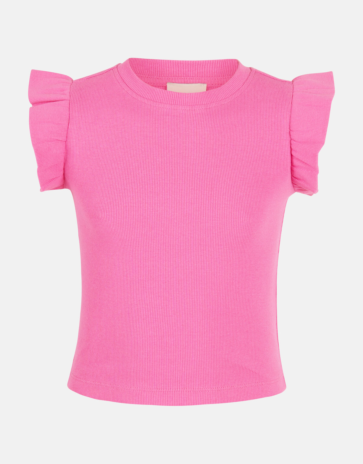 Ruffle Rib Top Roze SHOEBY GIRLS