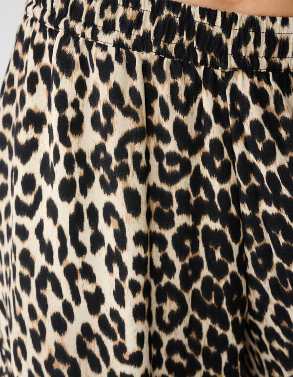 Sporty Leopard Wide Leg Fit Broek Bruin SHOEBY WOMEN