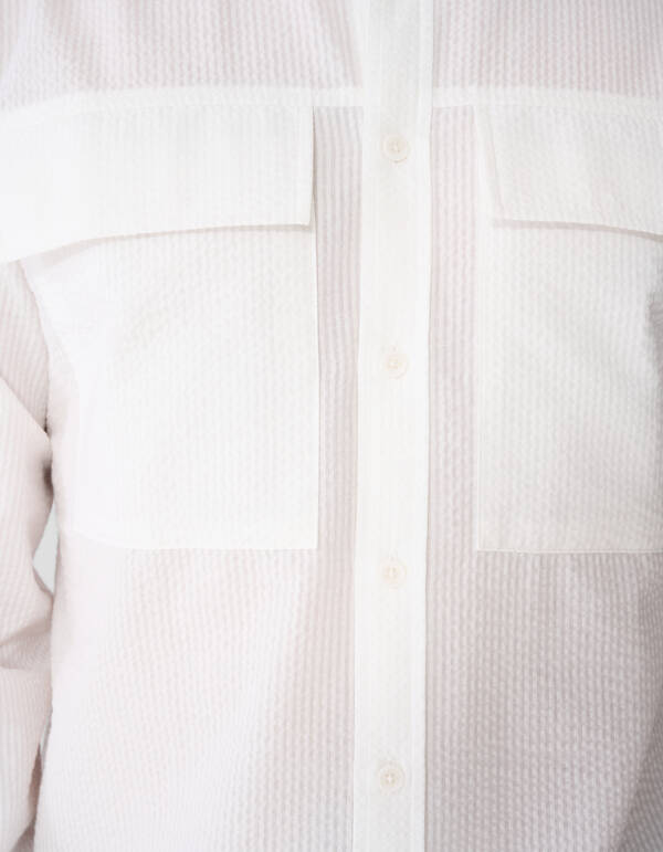 Seersucker Overhemd Wit SHOEBY MEN