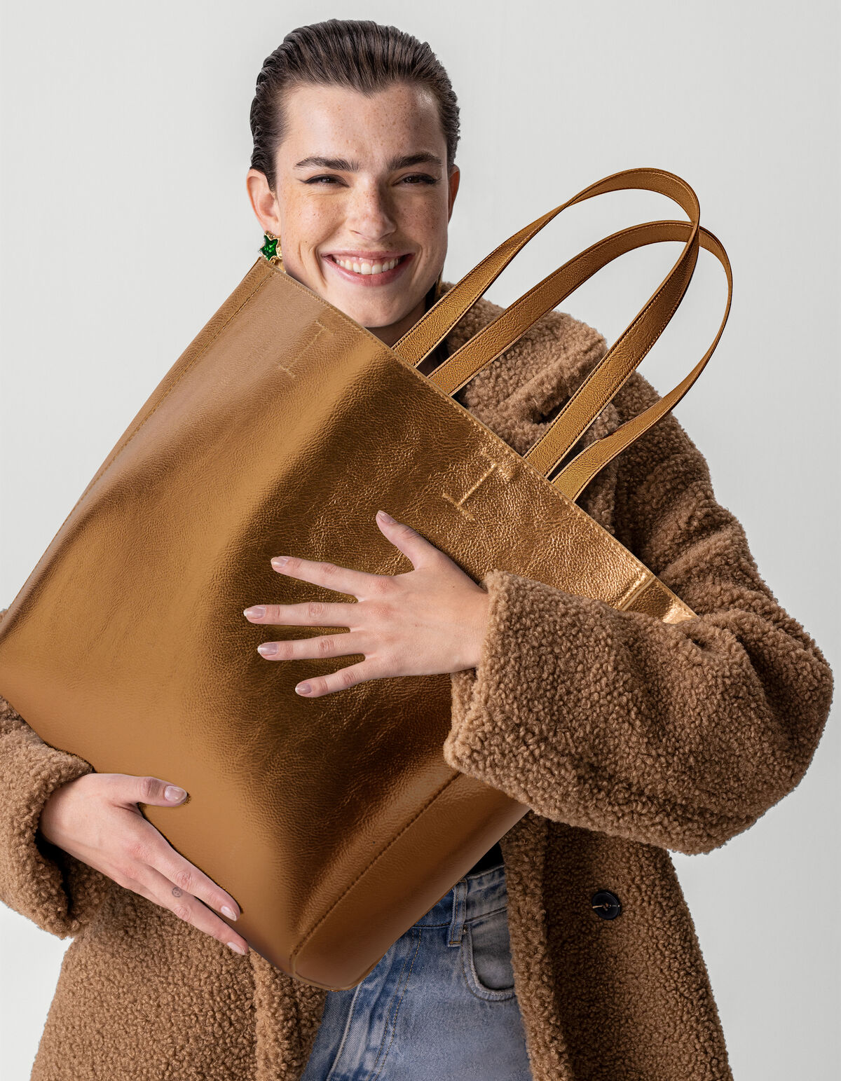 Metallic Shopper Tas Brons SHOEBY ACCESSOIRES