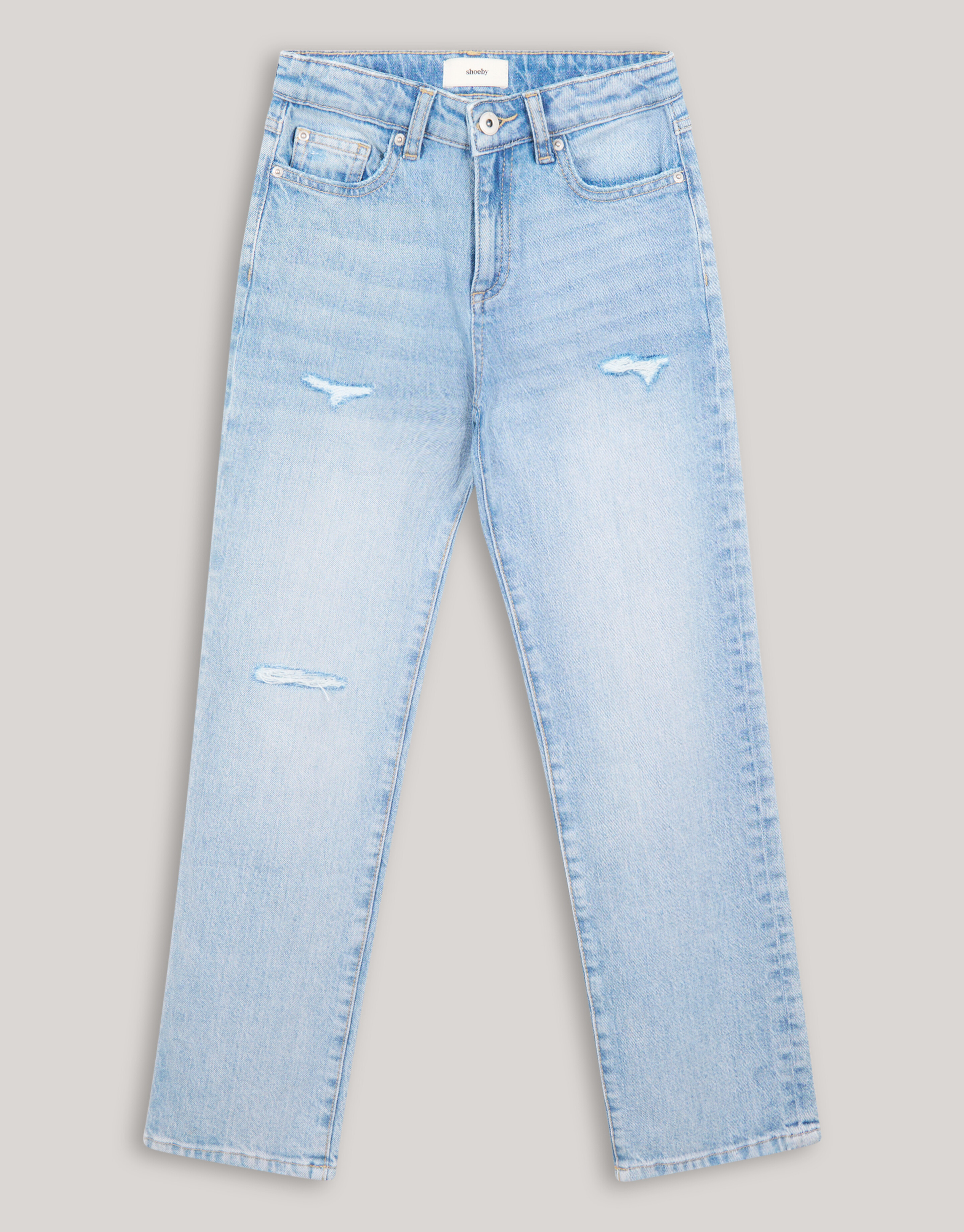 Destroyed Straight Fit Jeans Lichtblauw SHOEBY GIRLS