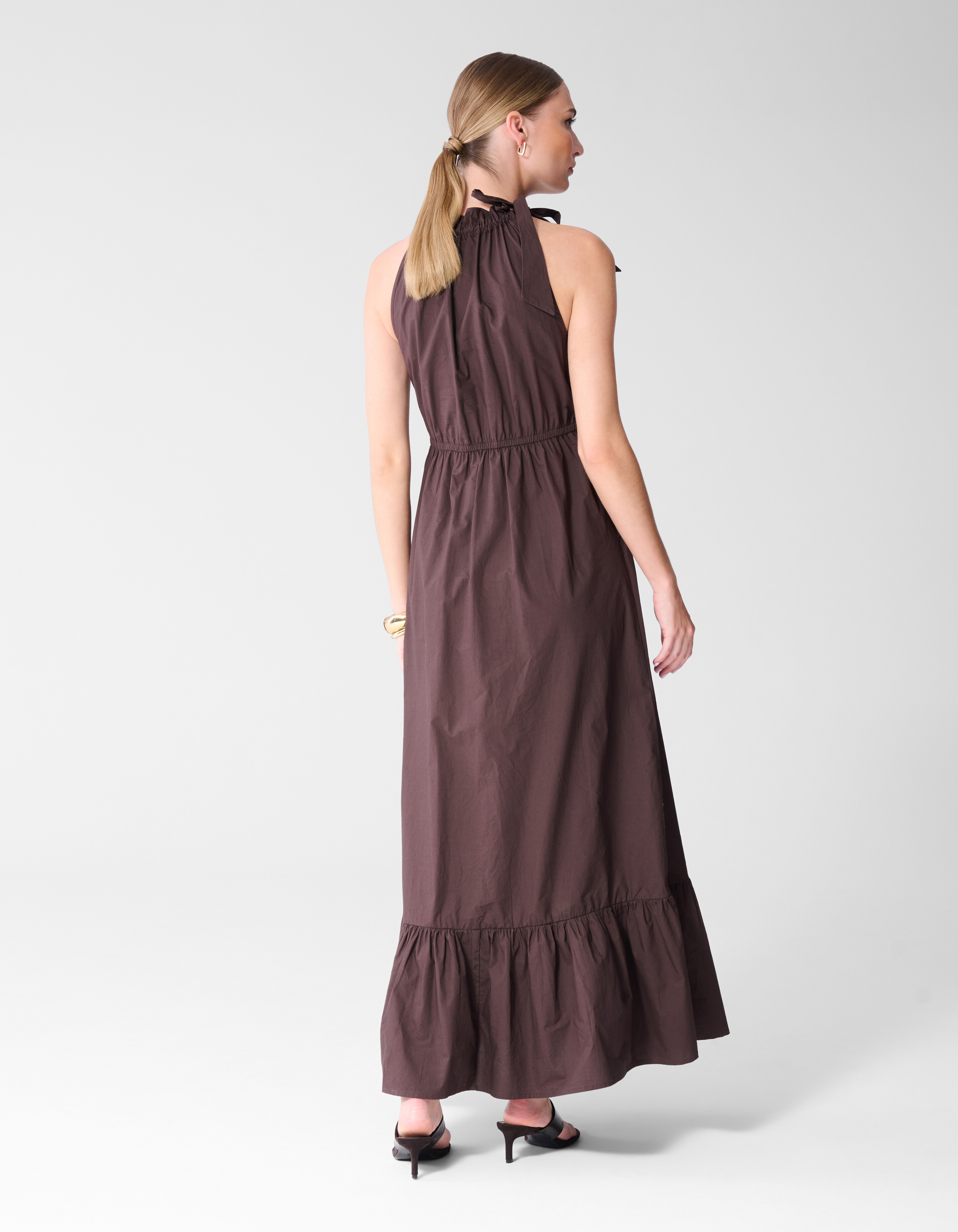 Halter Maxi Jurk Bruin SHOEBY WOMEN