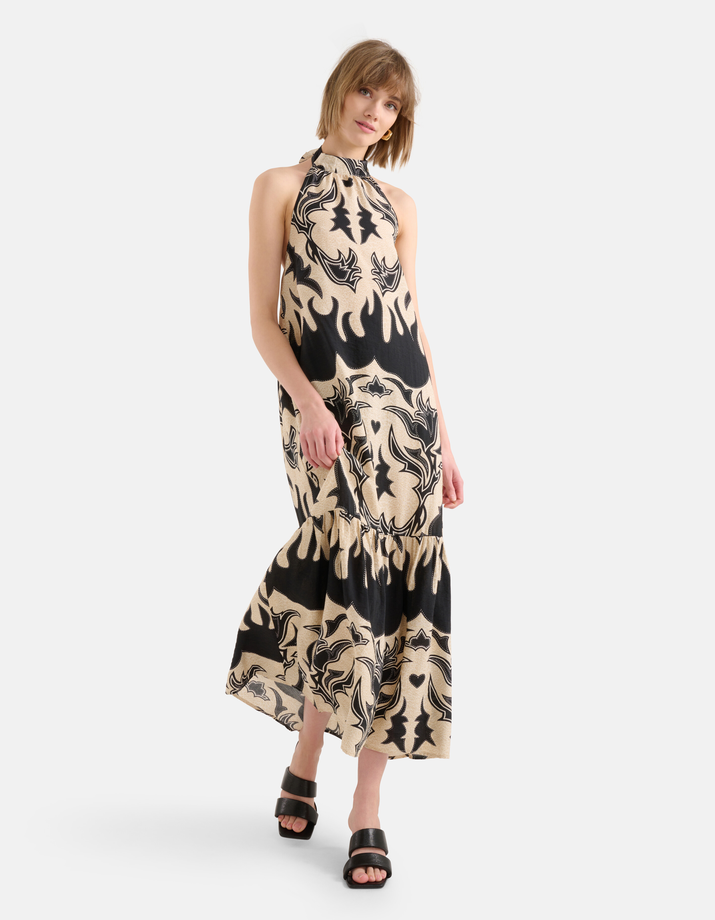 Artwork Halter Jurk Zwart/Beige SHOEBY WOMEN