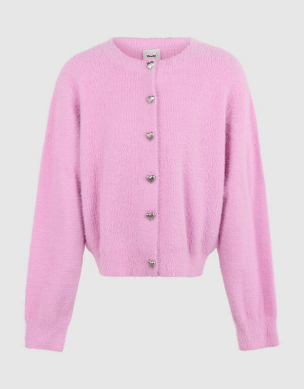 Fluffy Button Vest Roze SHOEBY GIRLS