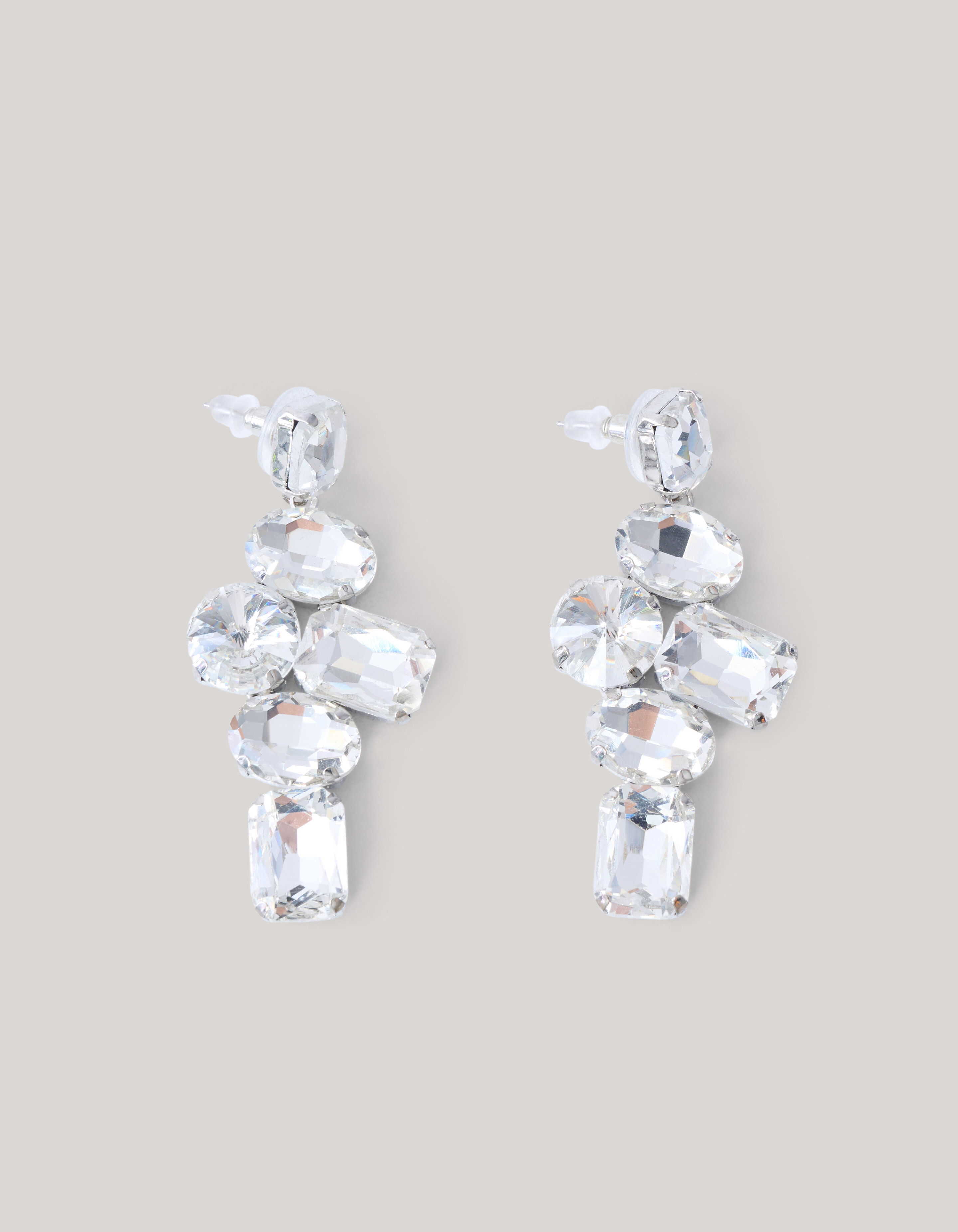 Hanging Strass Oorbellen Zilver SHOEBY ACCESSOIRES
