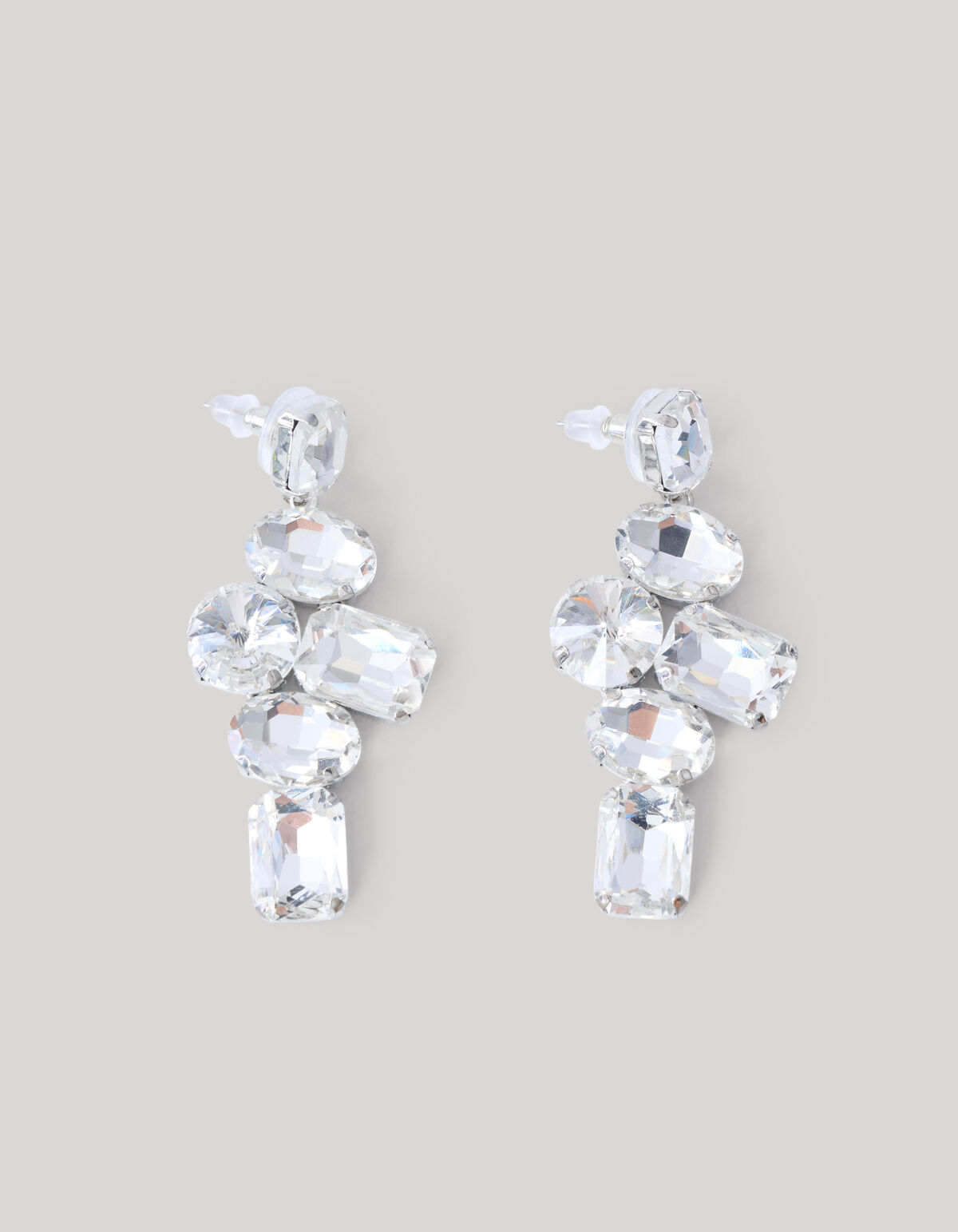 Hanging Strass Oorbellen Zilver SHOEBY ACCESSOIRES