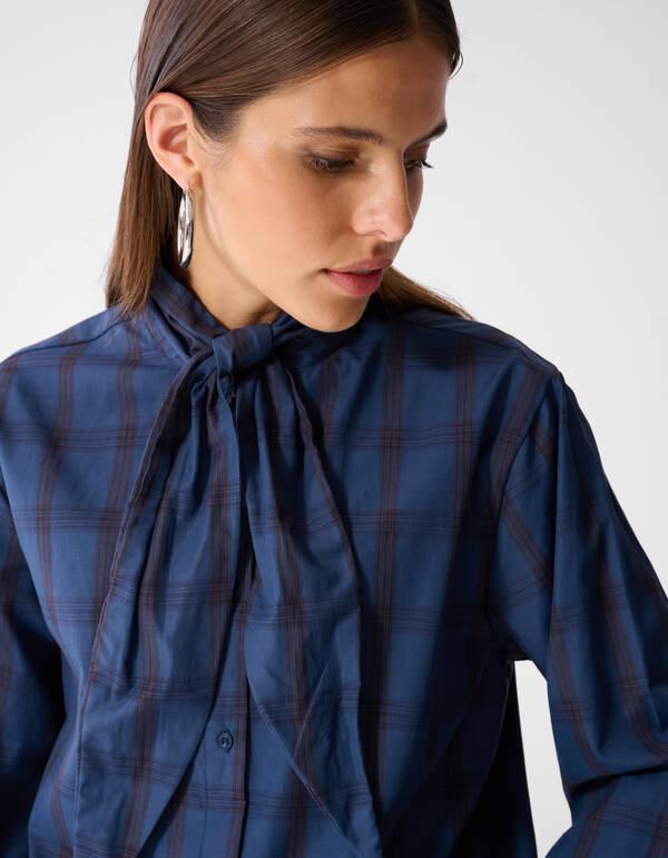 Oversized Fit Scarf Blouse Blauw SHOEBY WOMEN